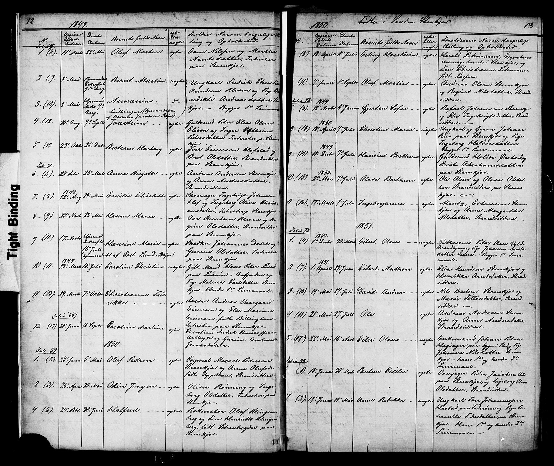 Ministerialprotokoller, klokkerbøker og fødselsregistre - Nord-Trøndelag, SAT/A-1458/739/L0367: Parish register (official) no. 739A01 /1, 1838-1868, p. 12-13