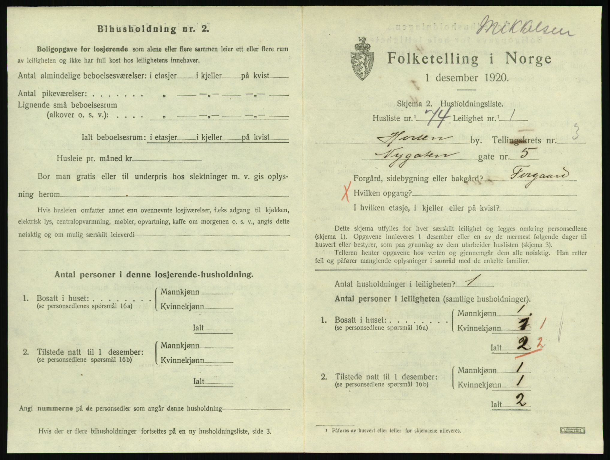 SAKO, 1920 census for Horten, 1920, p. 4387