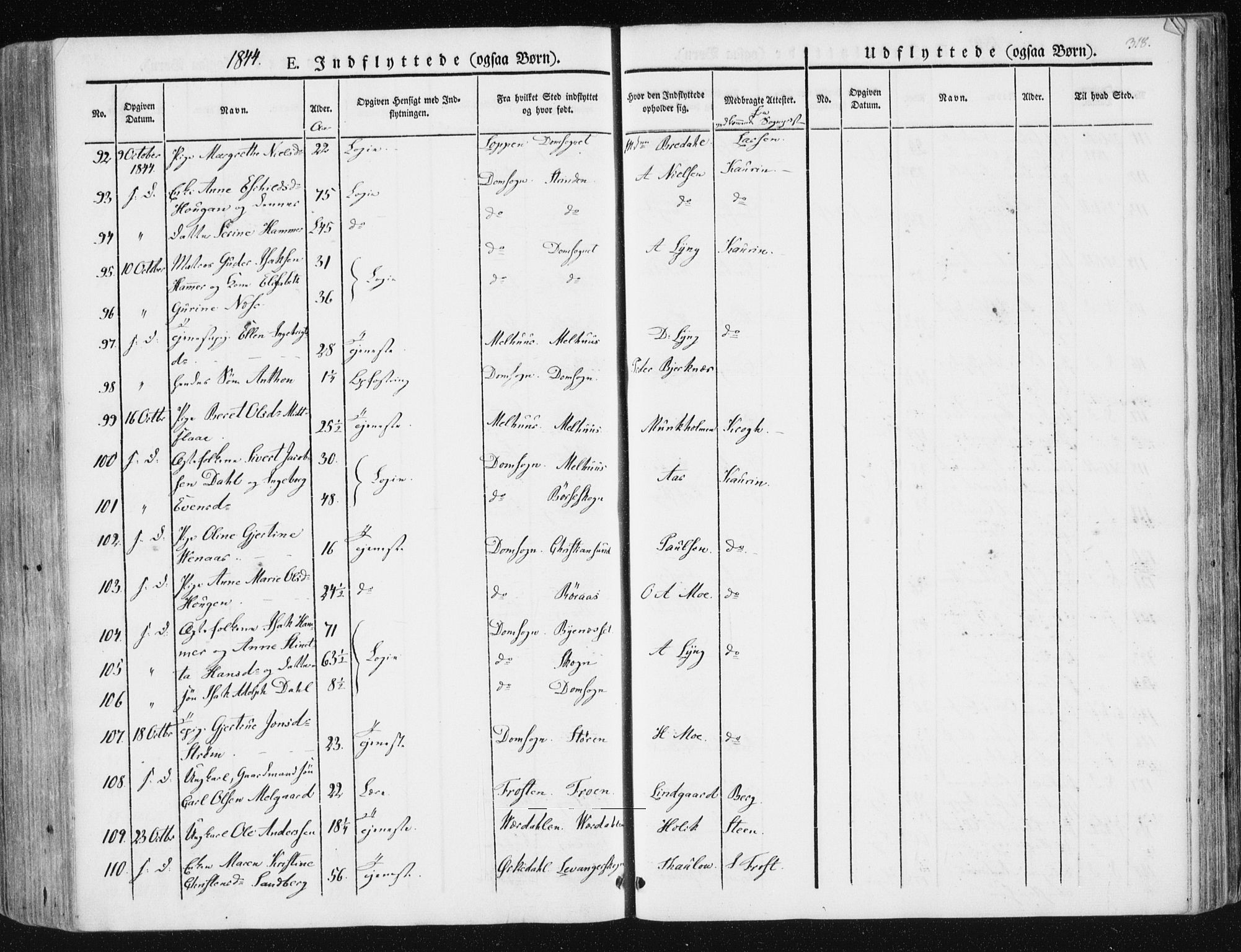 Ministerialprotokoller, klokkerbøker og fødselsregistre - Sør-Trøndelag, AV/SAT-A-1456/602/L0110: Parish register (official) no. 602A08, 1840-1854, p. 318