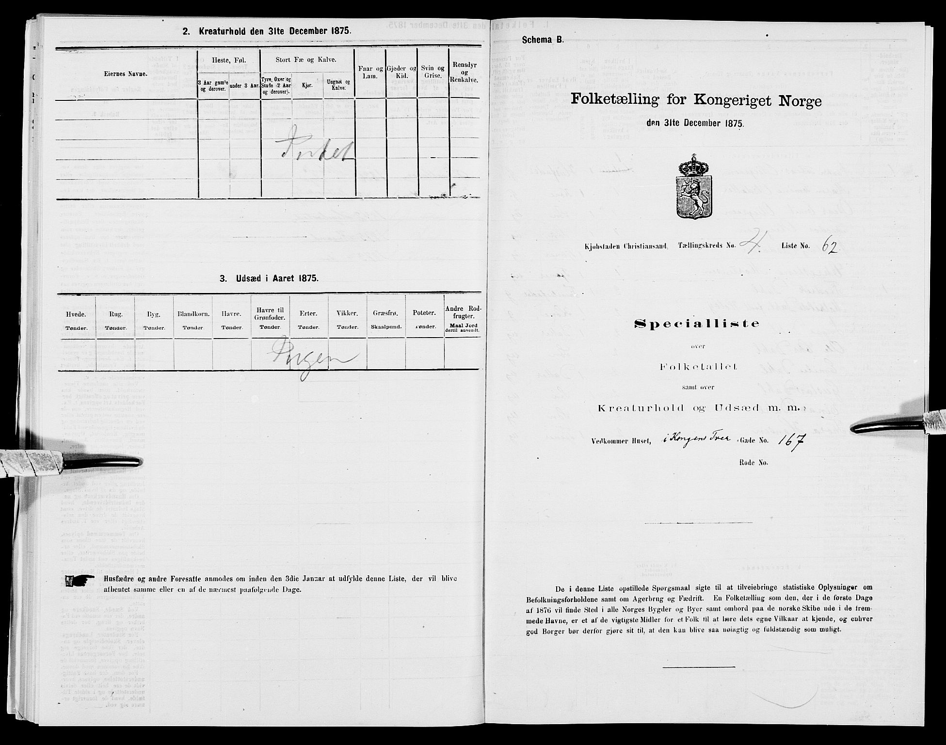 SAK, 1875 census for 1001P Kristiansand, 1875, p. 575