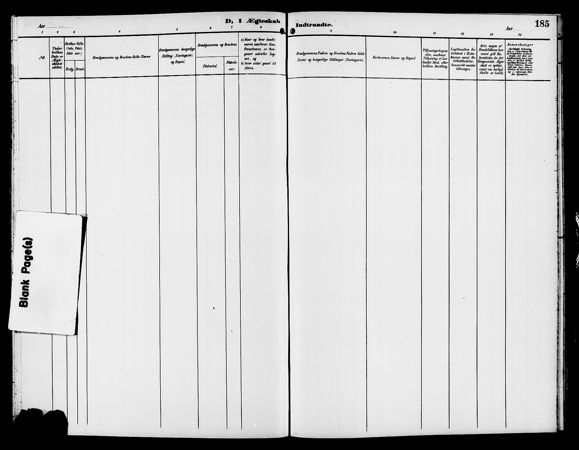 Gran prestekontor, SAH/PREST-112/H/Ha/Hab/L0006: Parish register (copy) no. 6, 1901-1911, p. 185