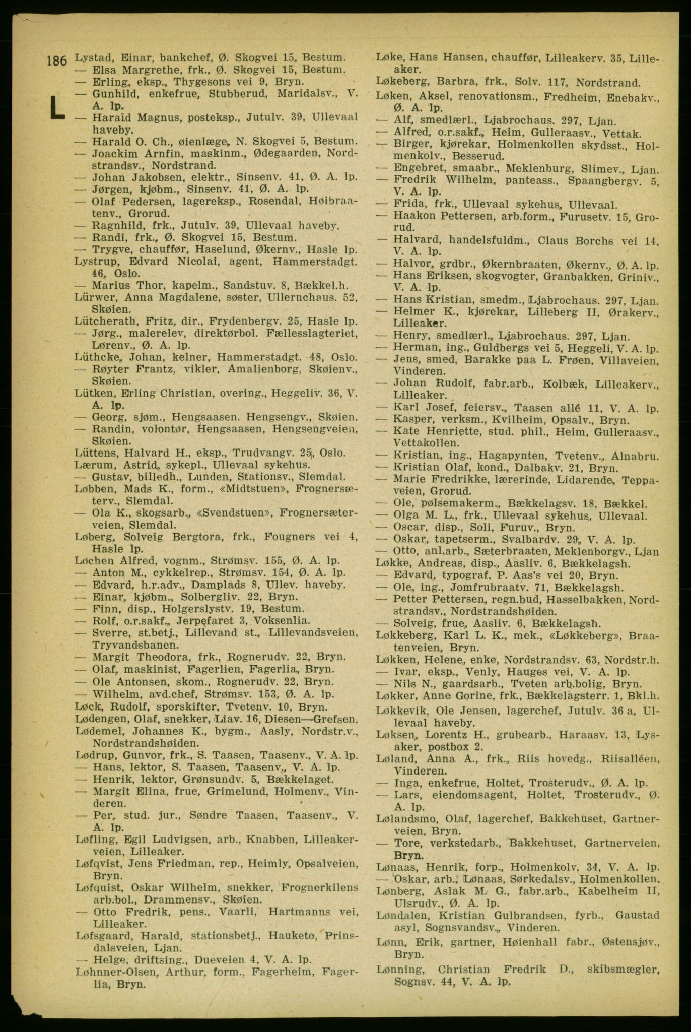 Aker adressebok/adressekalender, PUBL/001/A/004: Aker adressebok, 1929, p. 186