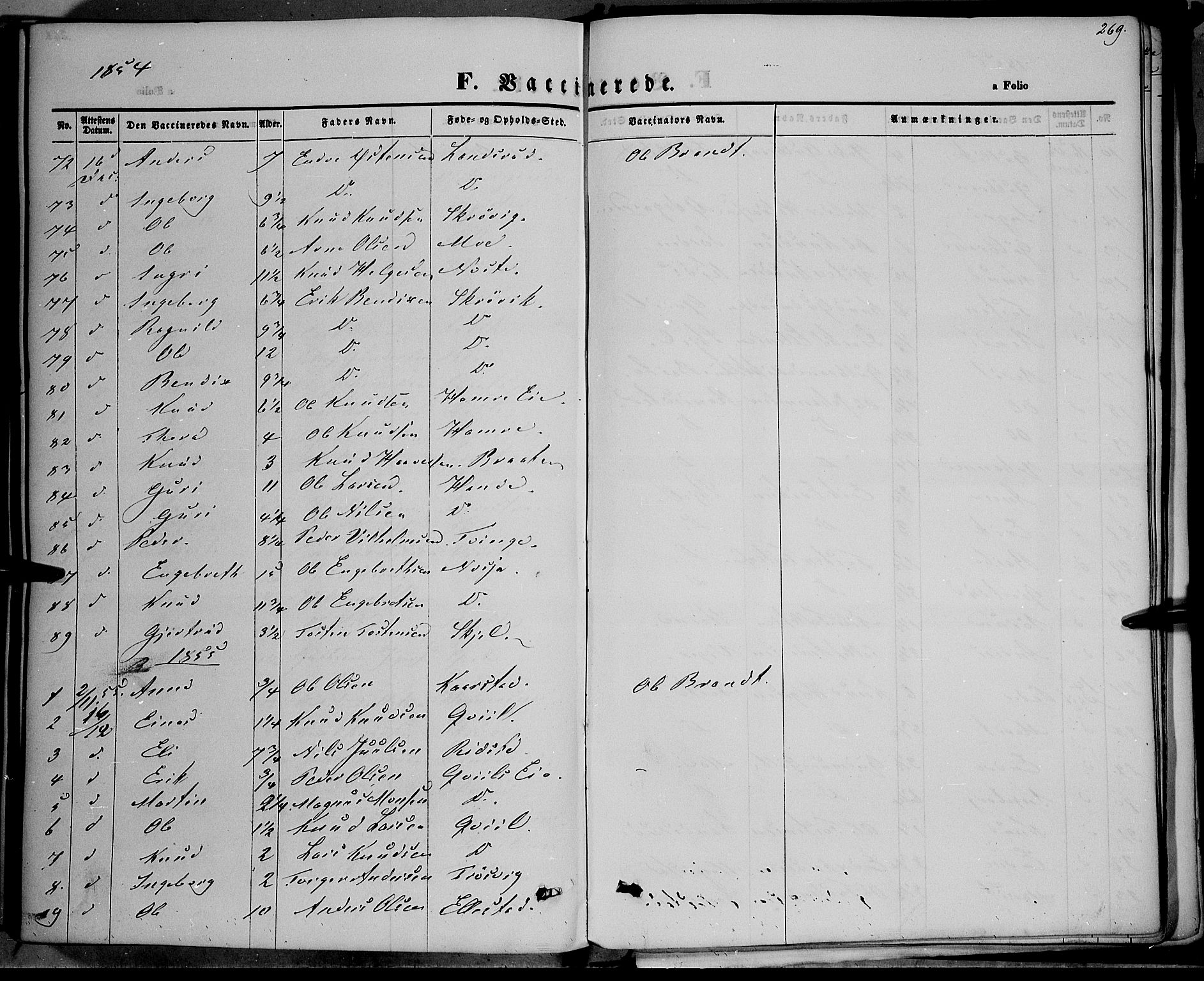 Vestre Slidre prestekontor, AV/SAH-PREST-136/H/Ha/Haa/L0001: Parish register (official) no. 1, 1844-1855, p. 269