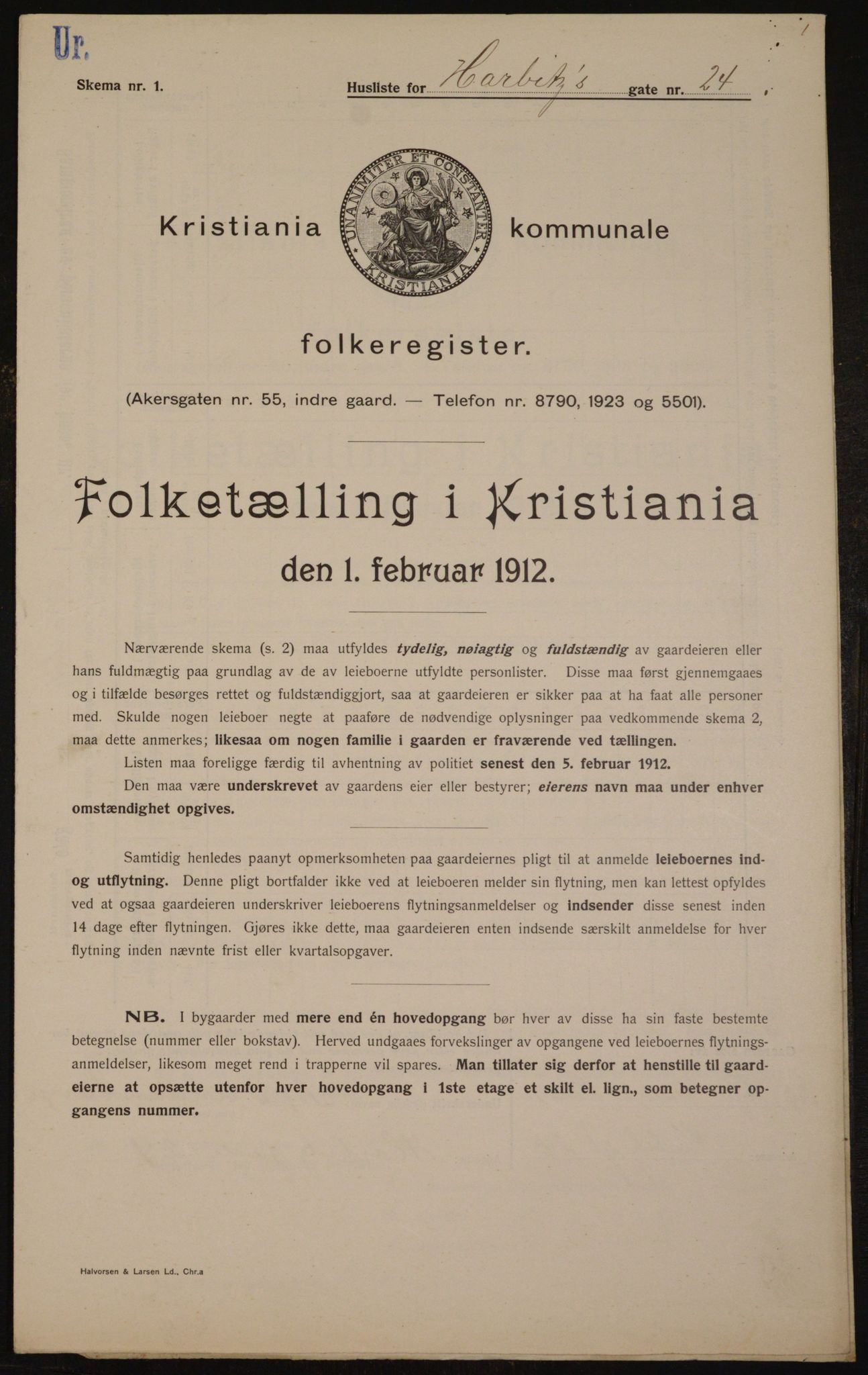 OBA, Municipal Census 1912 for Kristiania, 1912, p. 35243