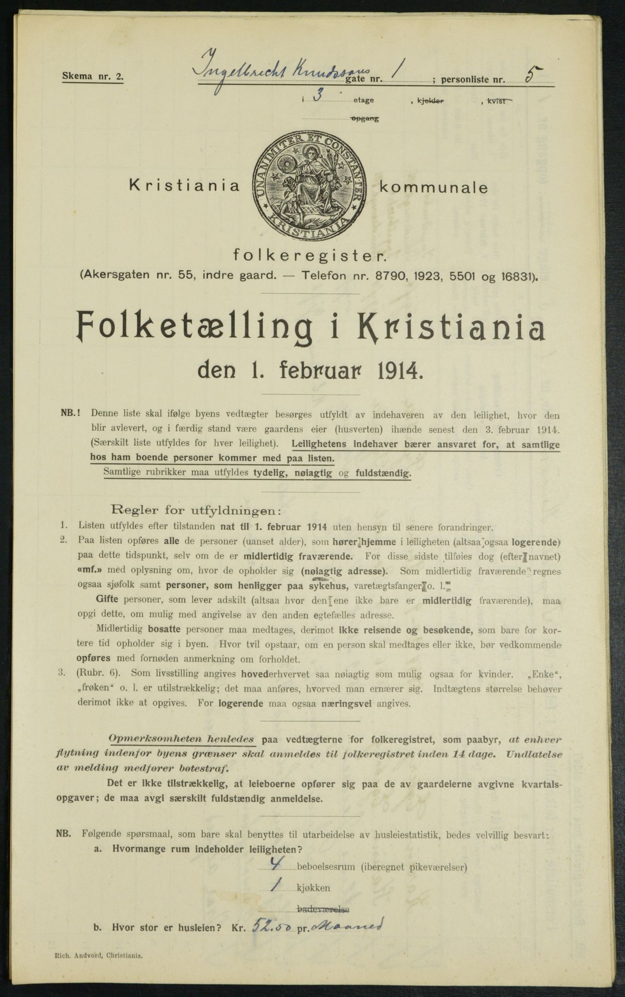 OBA, Municipal Census 1914 for Kristiania, 1914, p. 43844