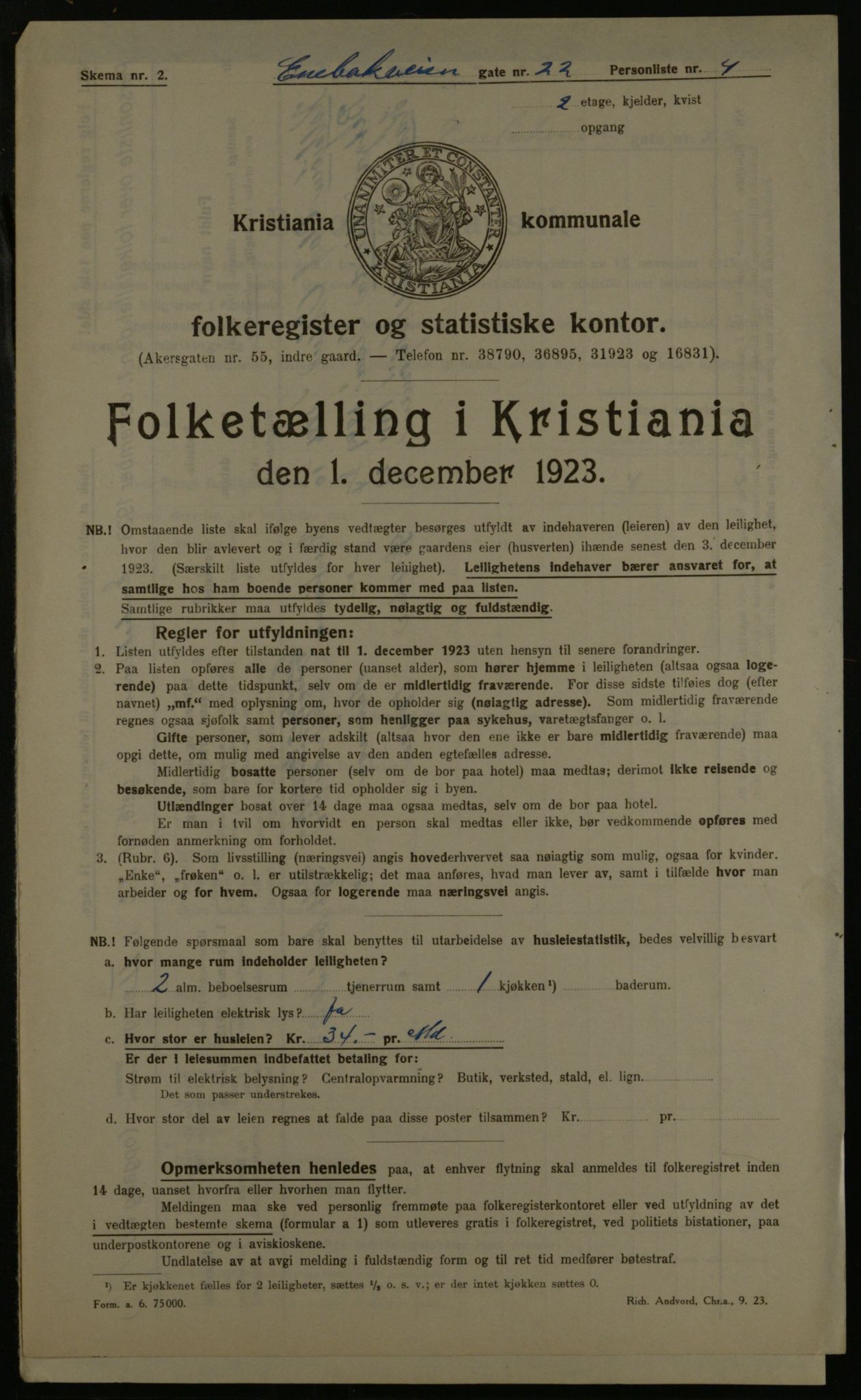 OBA, Municipal Census 1923 for Kristiania, 1923, p. 23610