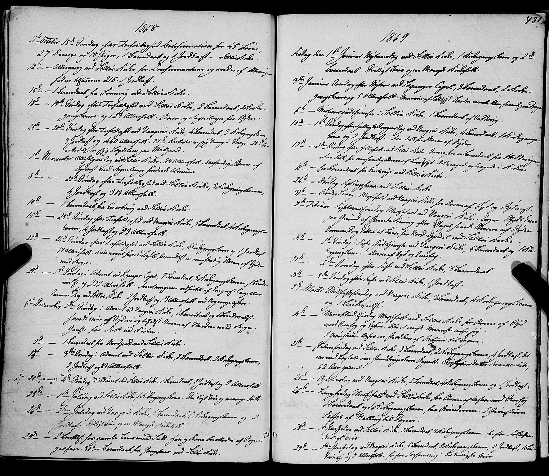 Selje sokneprestembete, AV/SAB-A-99938/H/Ha/Haa/Haaa: Parish register (official) no. A 11, 1858-1870, p. 431