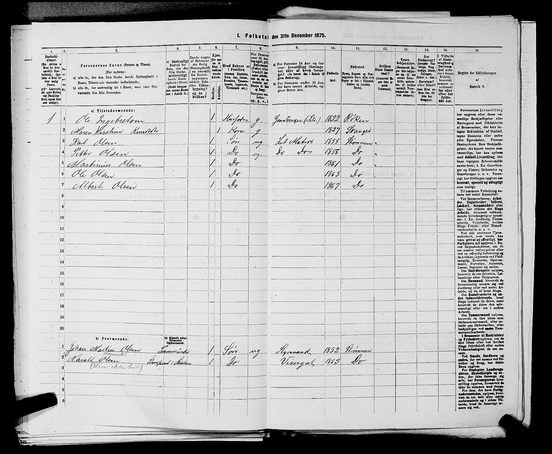 SAKO, 1875 census for 0711L Strømm/Strømm, 1875, p. 149