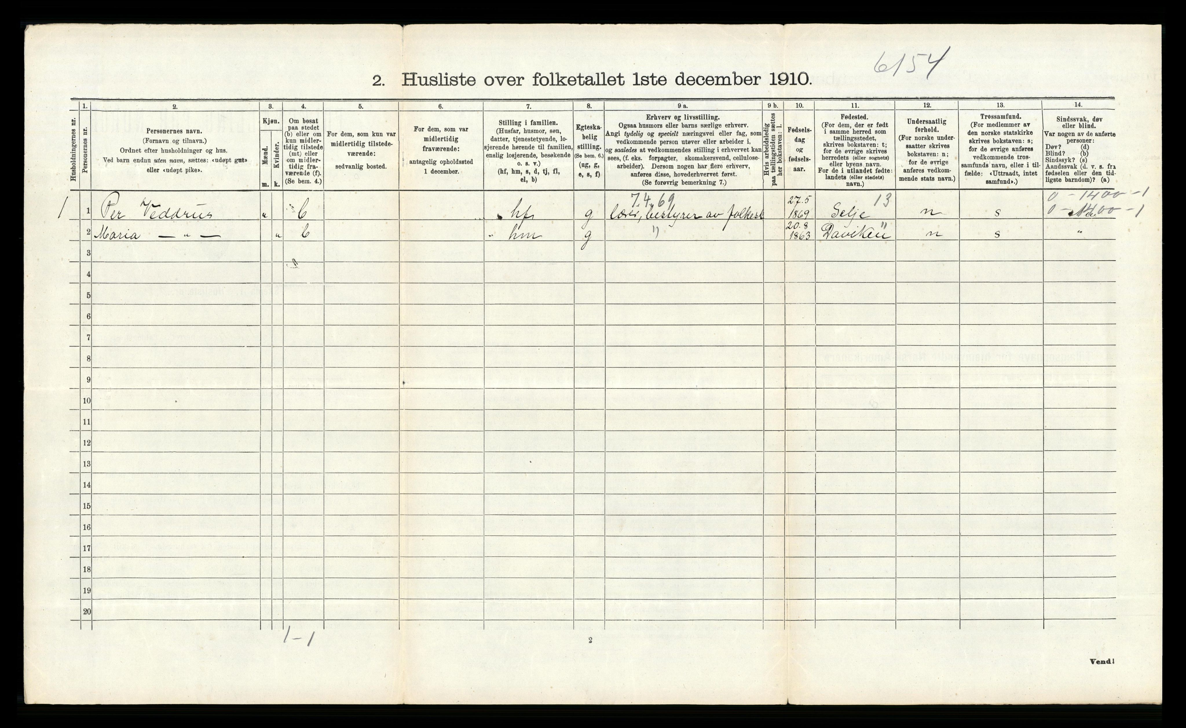 RA, 1910 census for Tjølling, 1910, p. 536