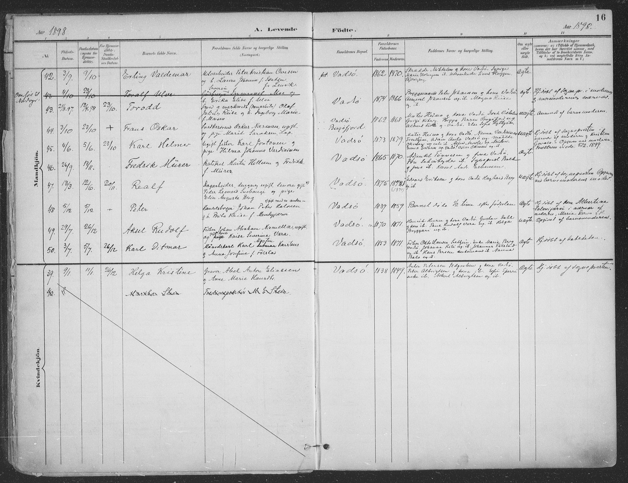 Vadsø sokneprestkontor, AV/SATØ-S-1325/H/Ha/L0007kirke: Parish register (official) no. 7, 1896-1916, p. 16