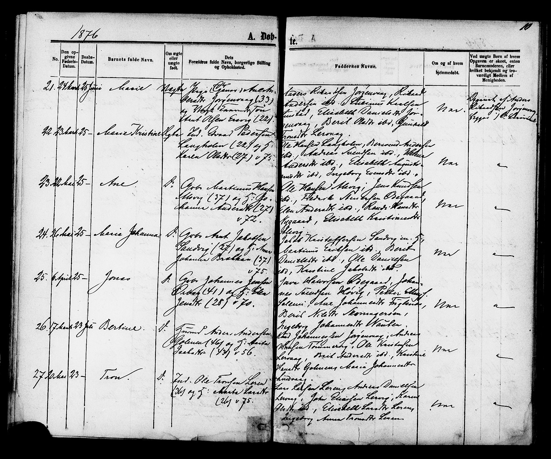 Ministerialprotokoller, klokkerbøker og fødselsregistre - Møre og Romsdal, AV/SAT-A-1454/577/L0895: Parish register (official) no. 577A02, 1875-1879, p. 10