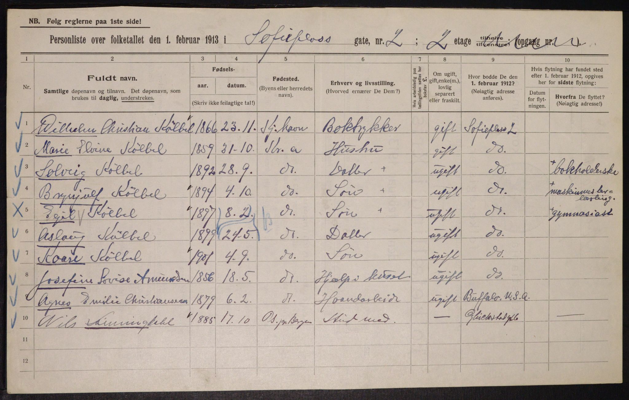 OBA, Municipal Census 1913 for Kristiania, 1913, p. 99406