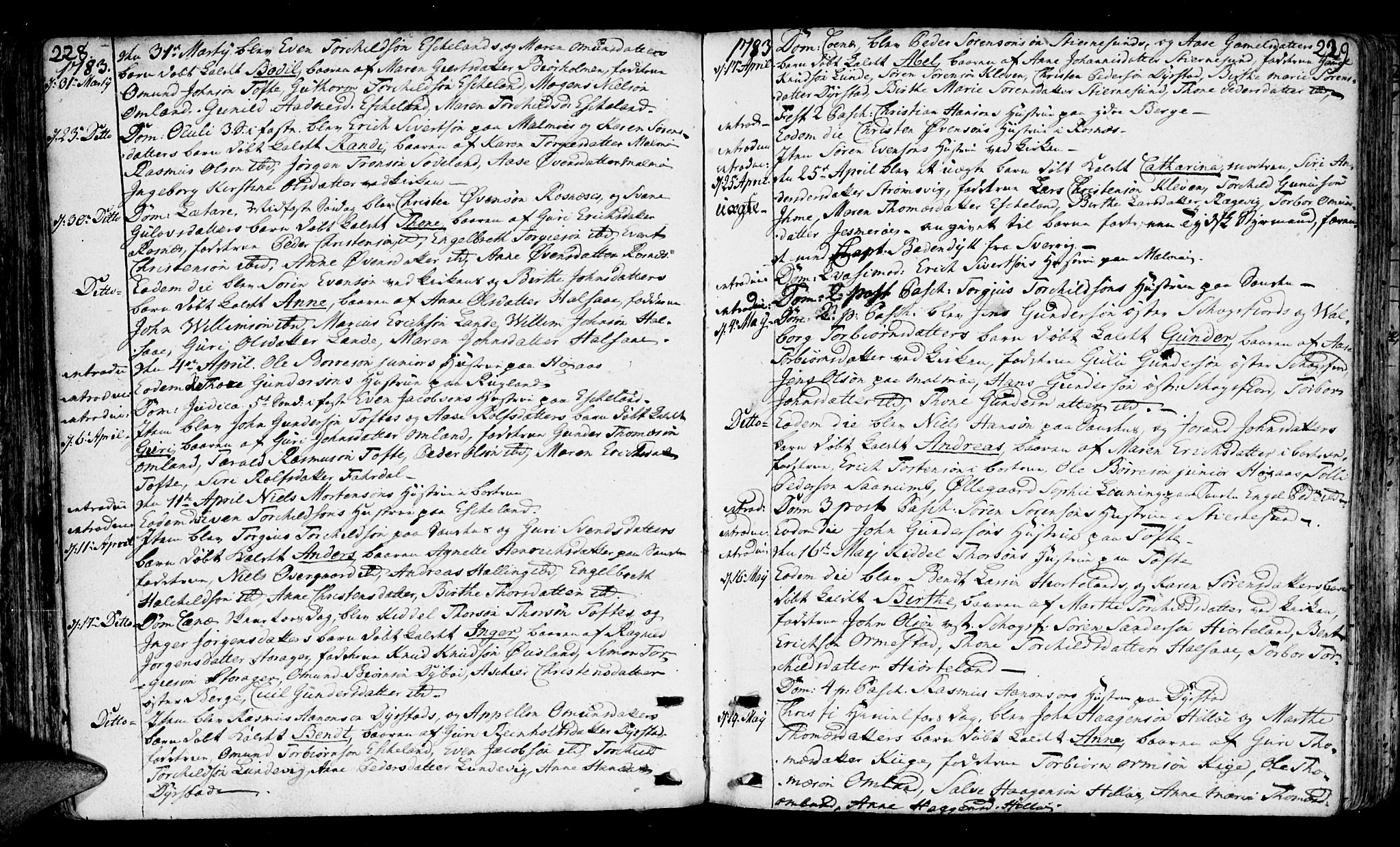 Mandal sokneprestkontor, AV/SAK-1111-0030/F/Fa/Faa/L0003: Parish register (official) no. A 3, 1748-1794, p. 228-229