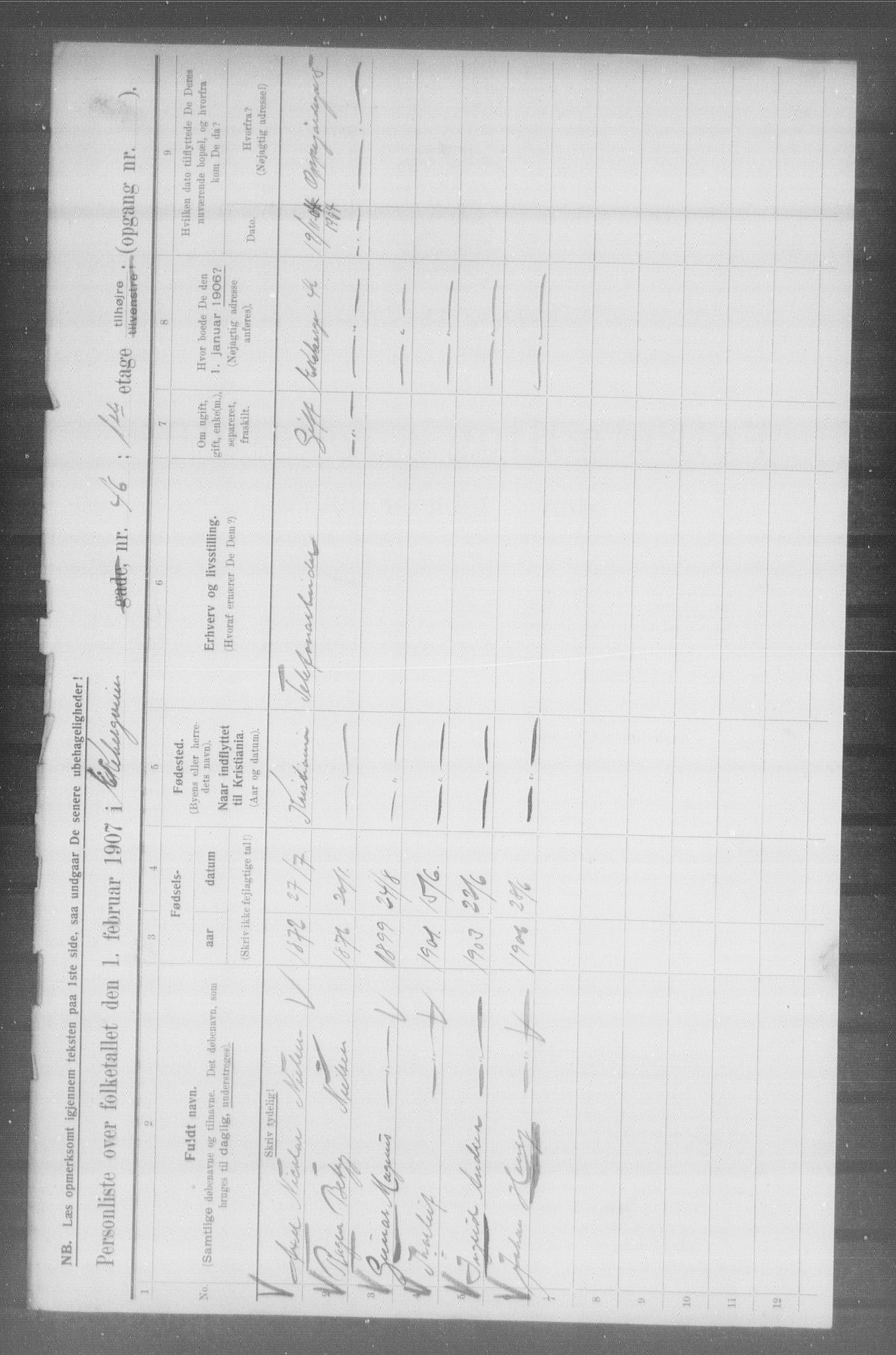 OBA, Municipal Census 1907 for Kristiania, 1907, p. 10297