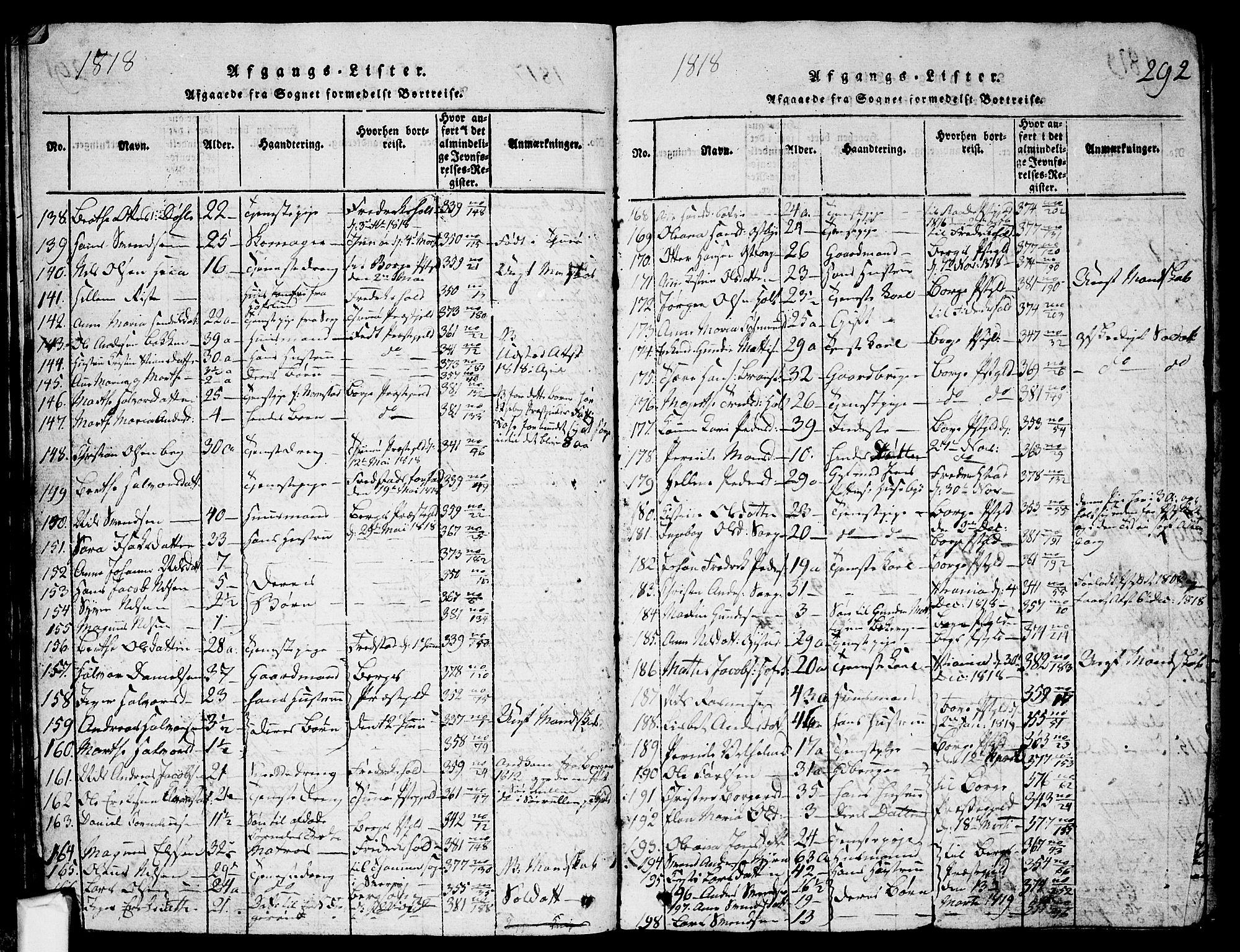 Skjeberg prestekontor Kirkebøker, SAO/A-10923/G/Ga/L0001: Parish register (copy) no. I 1, 1815-1830, p. 292