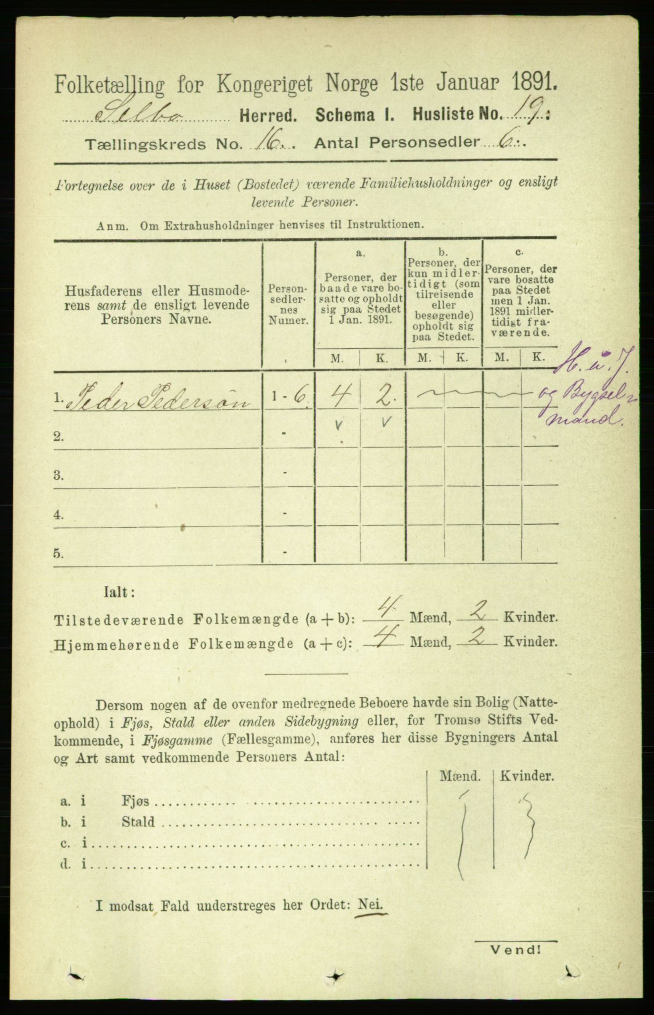 RA, 1891 census for 1664 Selbu, 1891, p. 5705