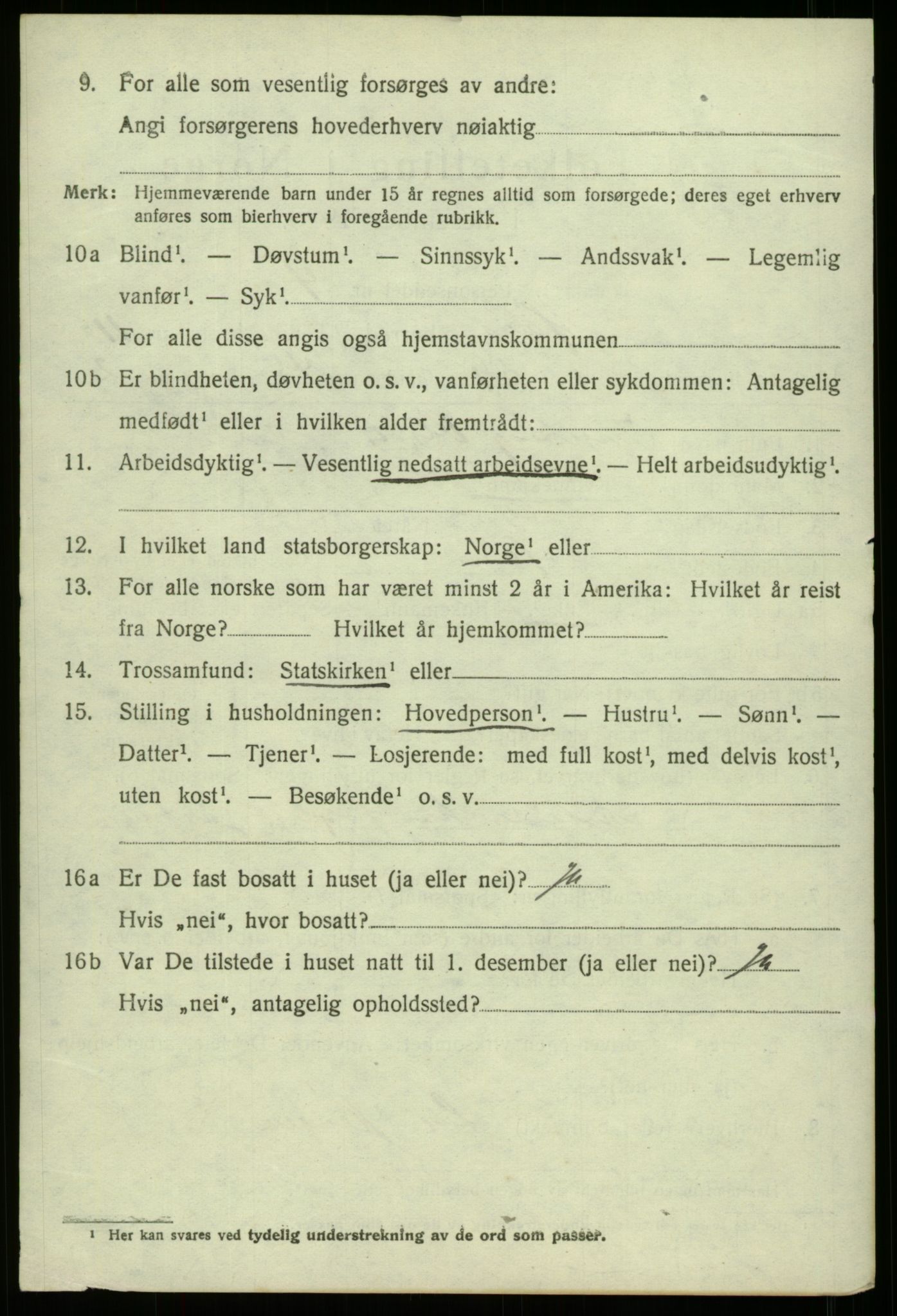 SAB, 1920 census for Haus, 1920, p. 7424