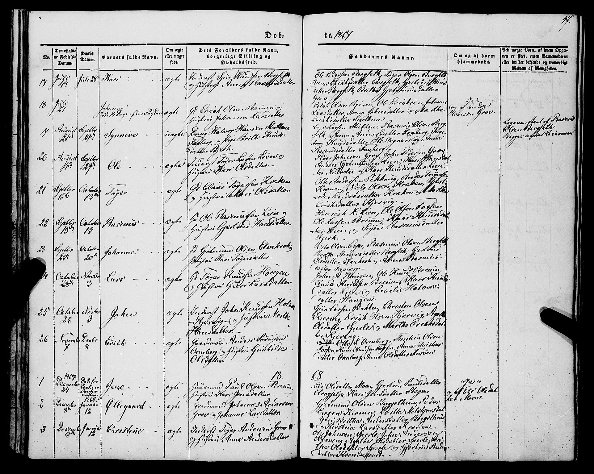 Jostedal sokneprestembete, AV/SAB-A-80601/H/Haa/Haaa/L0005: Parish register (official) no. A 5, 1849-1877, p. 47