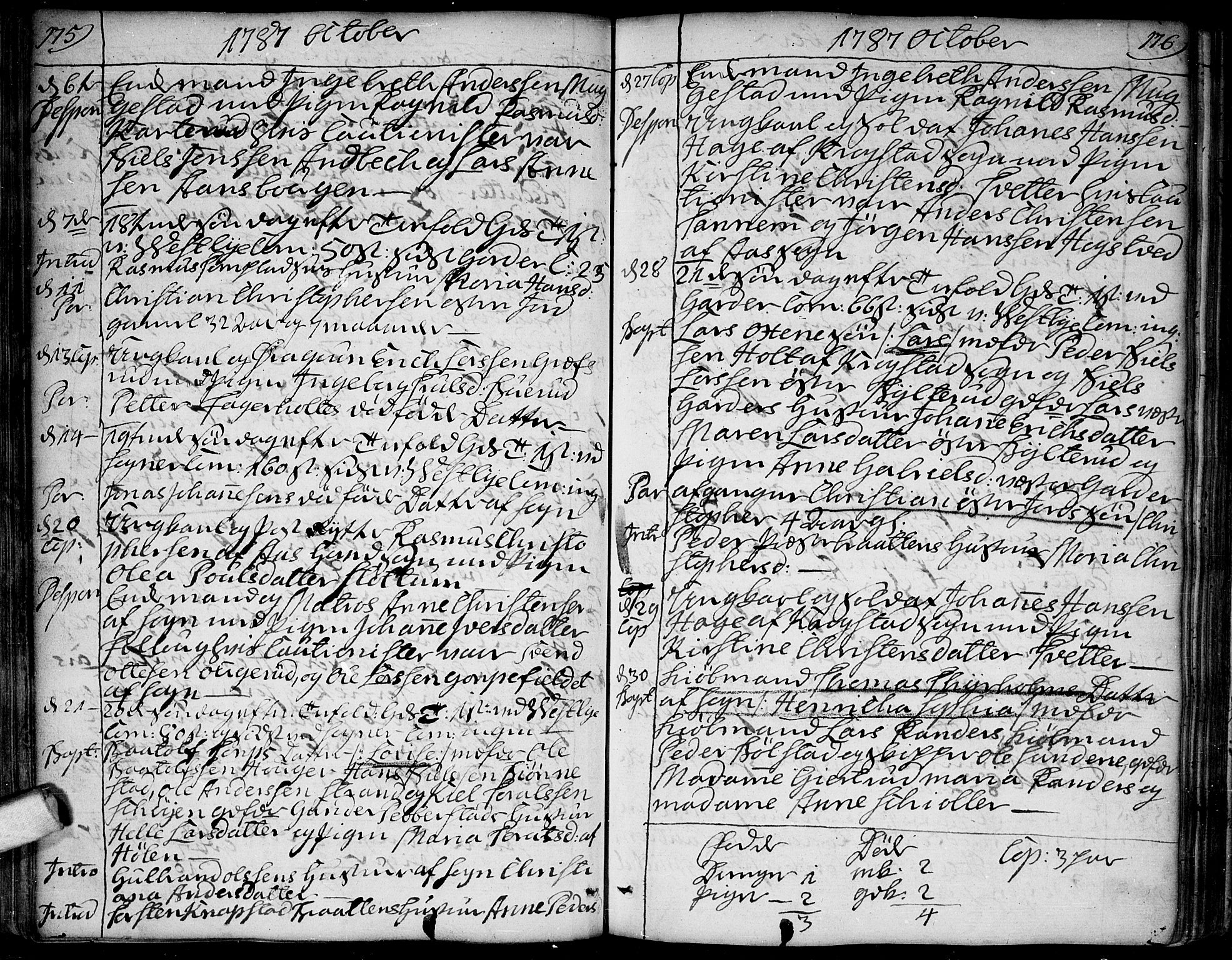 Vestby prestekontor Kirkebøker, SAO/A-10893/F/Fa/L0003: Parish register (official) no. I 3, 1779-1796, p. 175-176