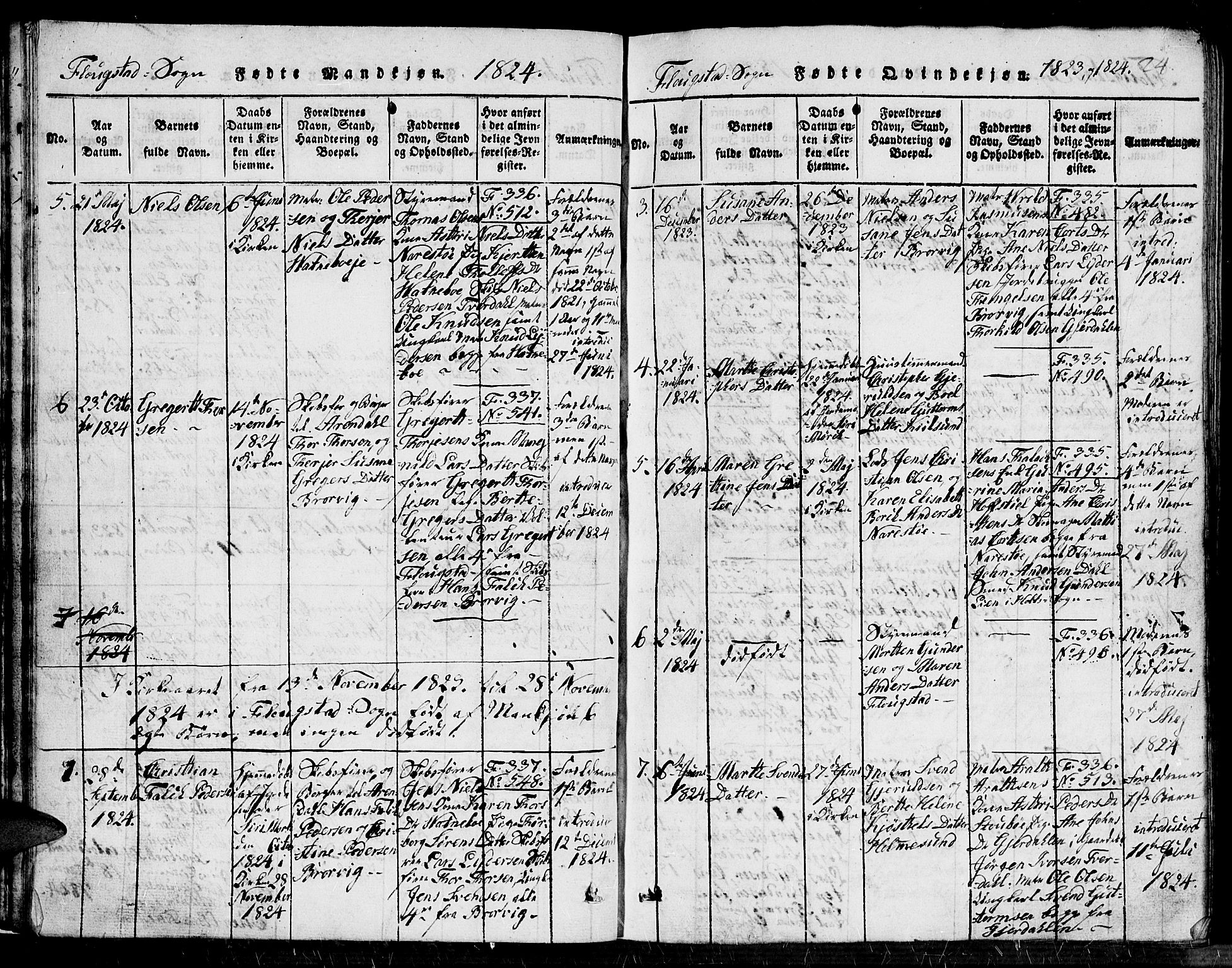 Dypvåg sokneprestkontor, AV/SAK-1111-0007/F/Fb/Fbb/L0001: Parish register (copy) no. B 1, 1816-1850, p. 24