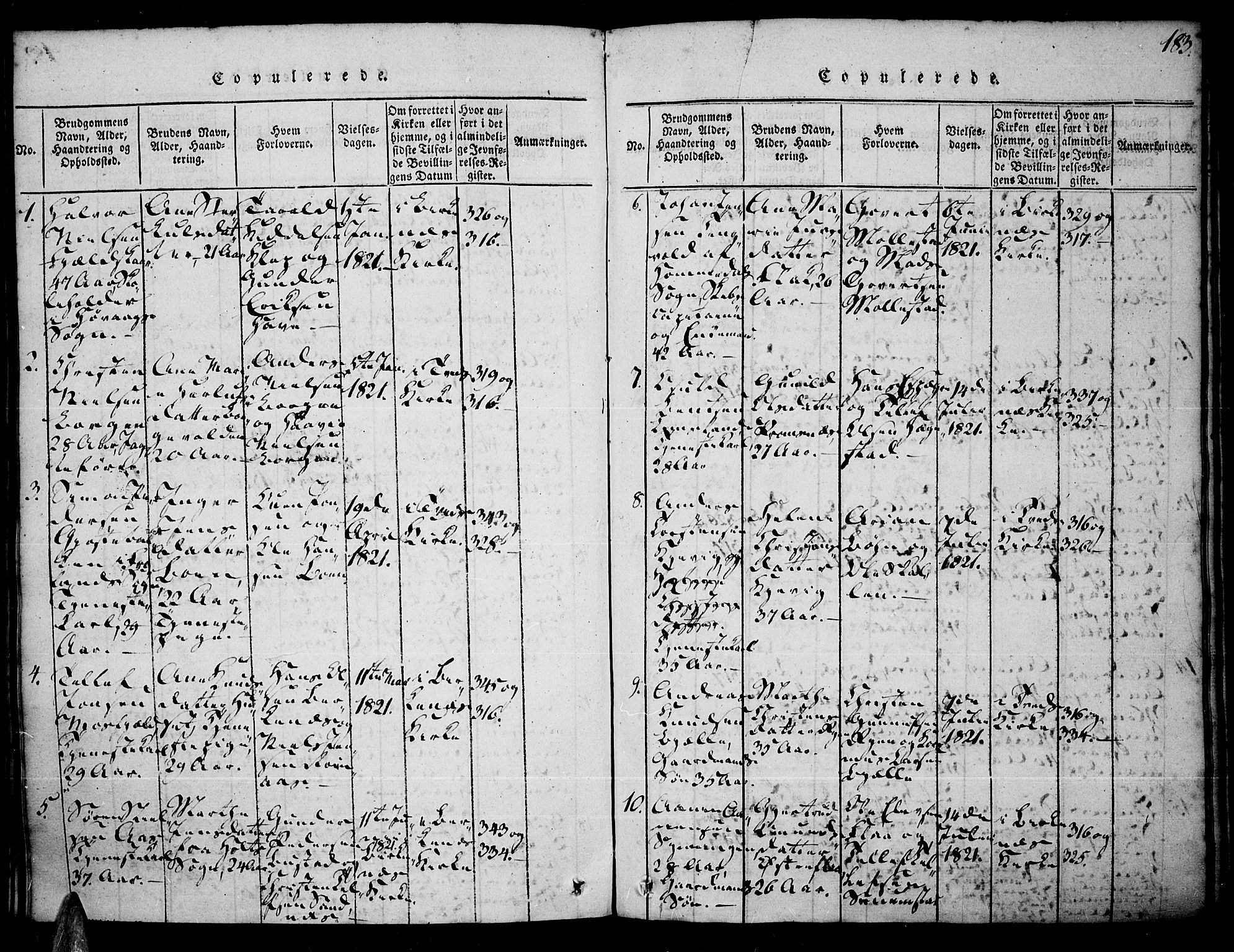 Tveit sokneprestkontor, SAK/1111-0043/F/Fa/L0002: Parish register (official) no. A 2, 1820-1830, p. 183