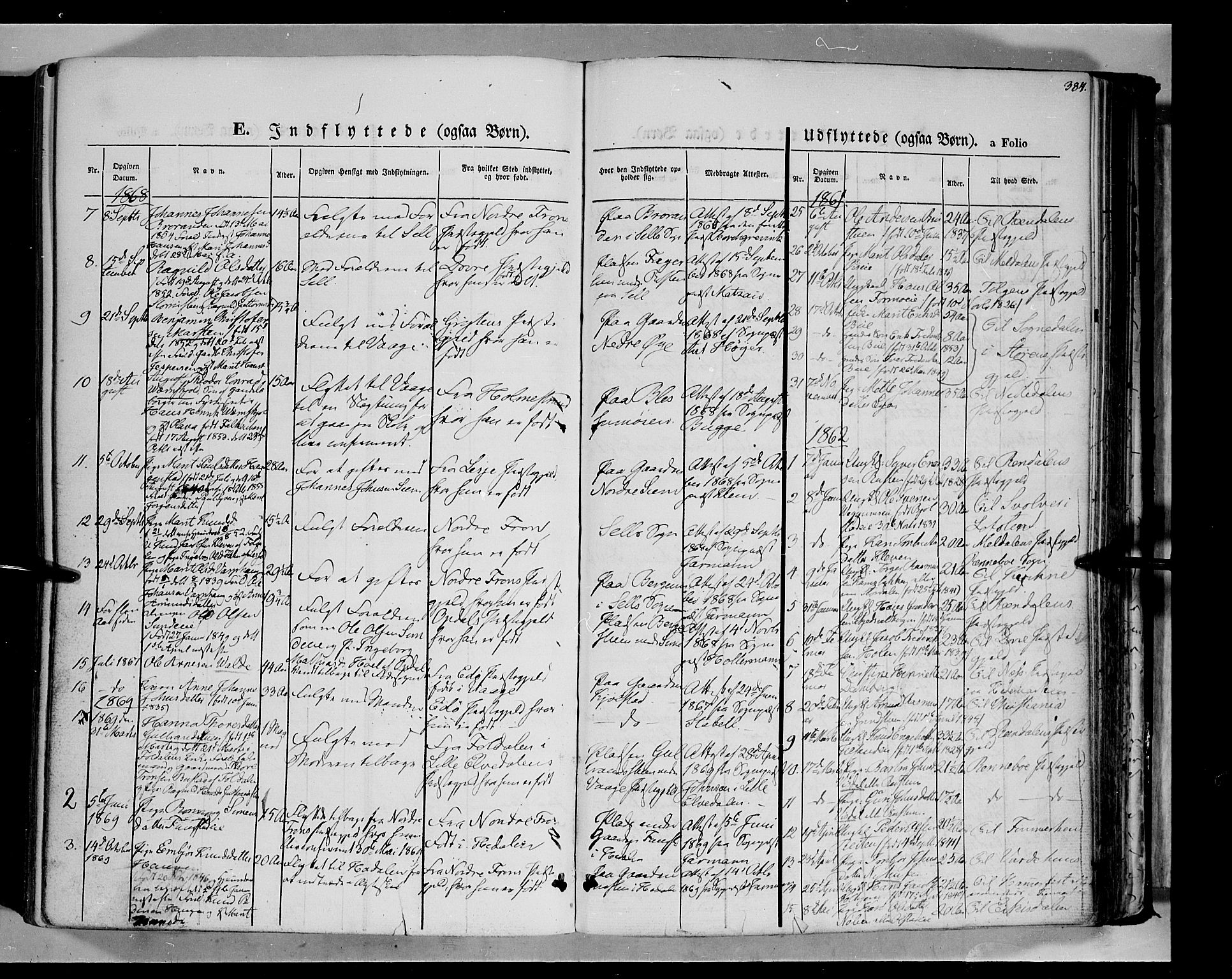 Vågå prestekontor, SAH/PREST-076/H/Ha/Haa/L0006: Parish register (official) no. 6 /1, 1856-1872, p. 384