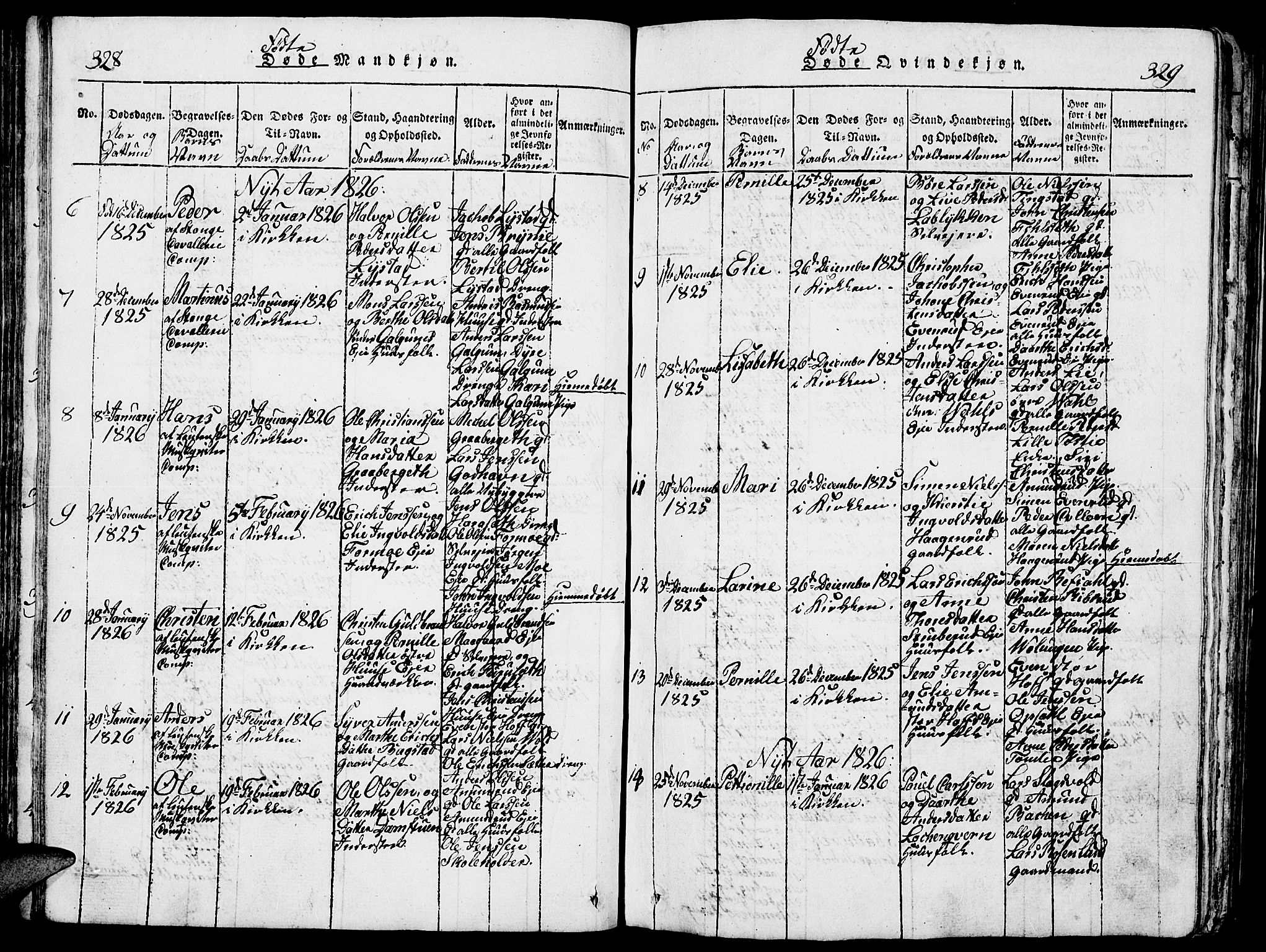 Romedal prestekontor, AV/SAH-PREST-004/L/L0005: Parish register (copy) no. 5, 1814-1829, p. 328-329