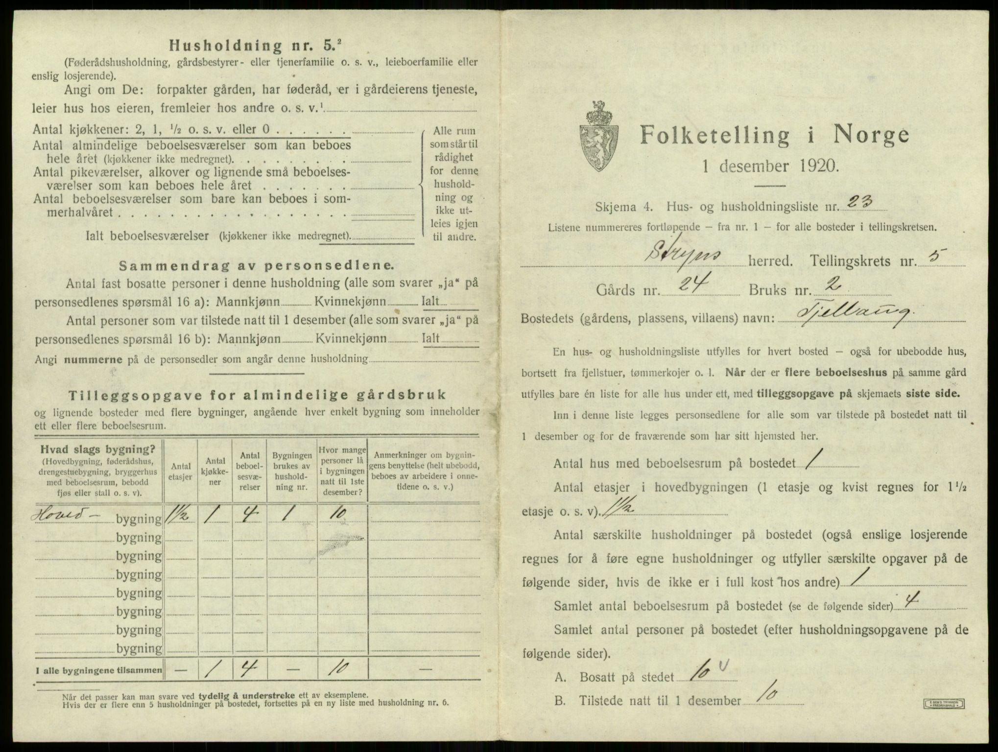 SAB, 1920 census for Stryn, 1920, p. 283