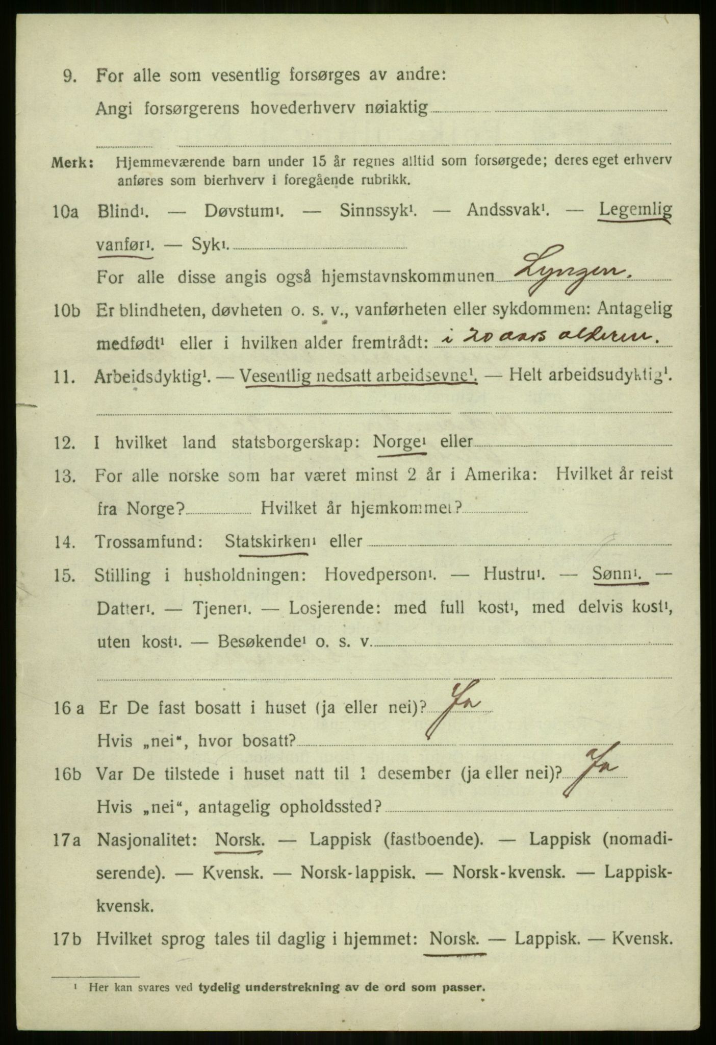 SATØ, 1920 census for Lyngen, 1920, p. 6755