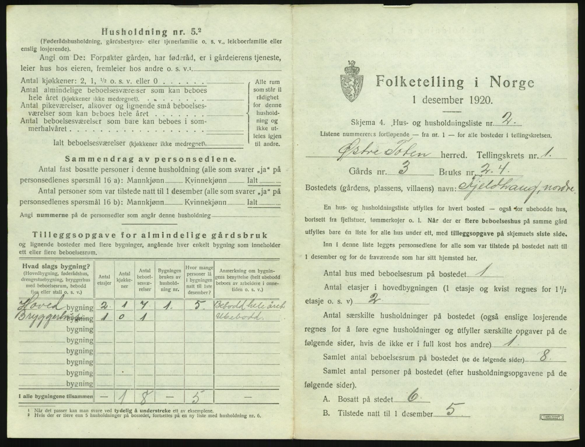 SAH, 1920 census for Østre Toten, 1920, p. 74