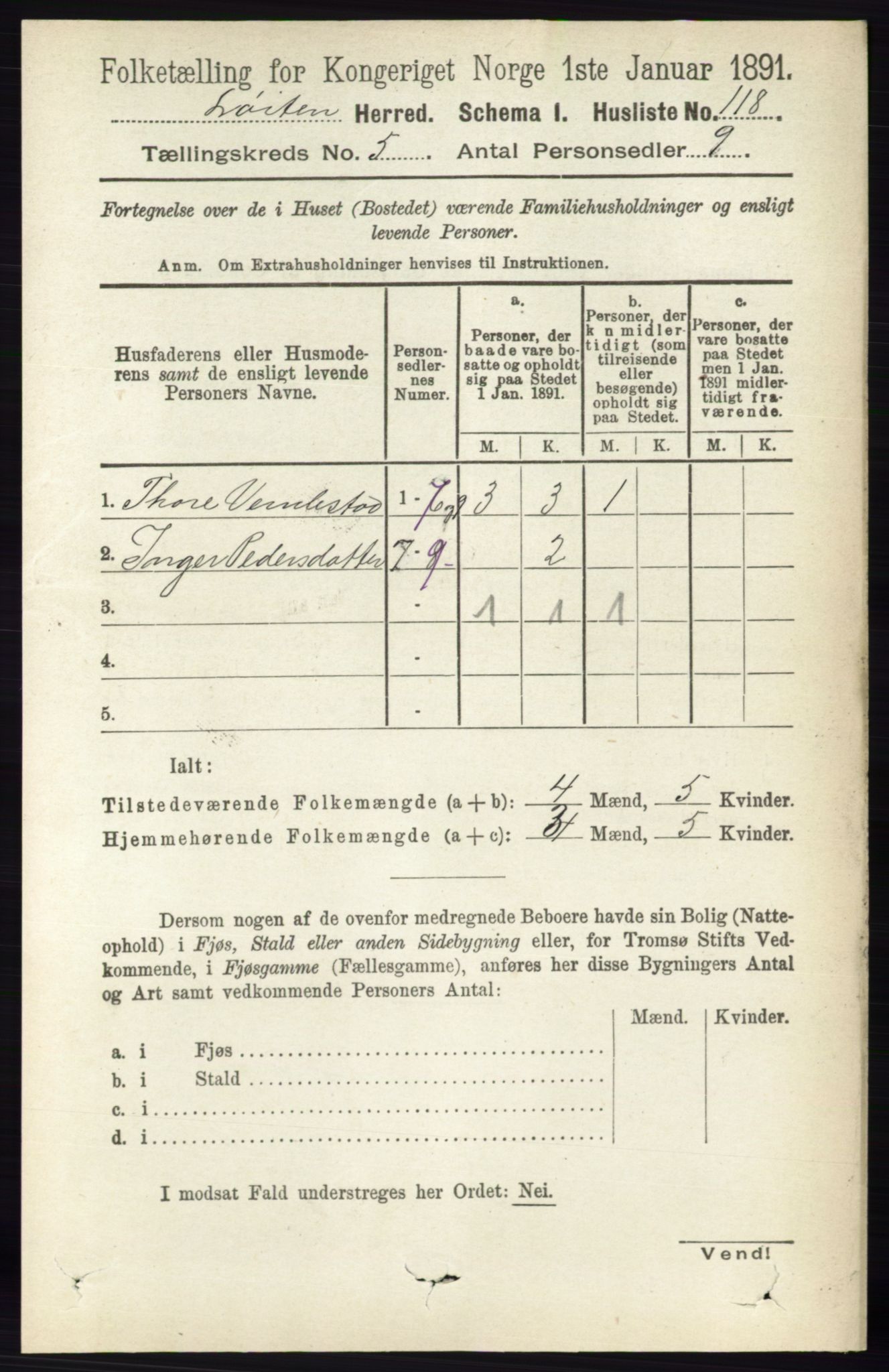 RA, 1891 census for 0415 Løten, 1891, p. 3423