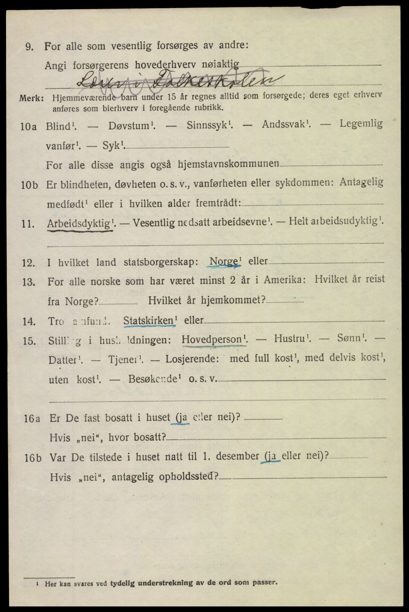 SAH, 1920 census for Nordre Land, 1920, p. 5263