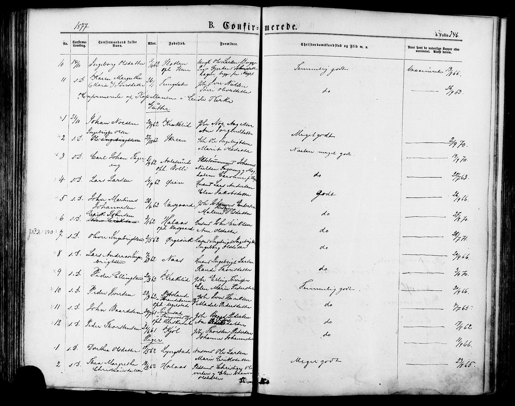 Ministerialprotokoller, klokkerbøker og fødselsregistre - Møre og Romsdal, SAT/A-1454/568/L0805: Parish register (official) no. 568A12 /1, 1869-1884, p. 246