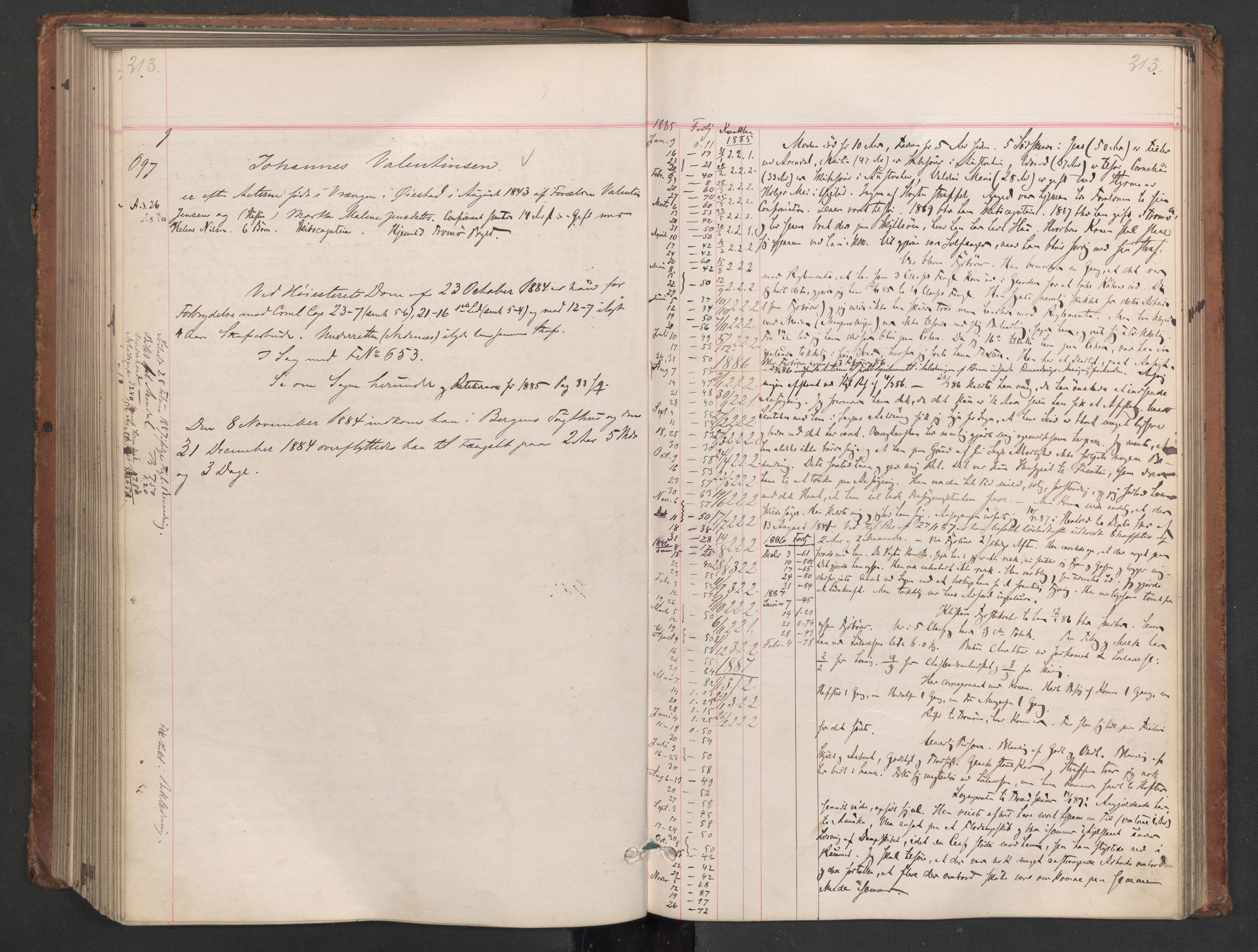 Botsfengslet, AV/RA-S-1539/D/Db/Dbb/L0022: 485g - 773g, 1884-1885, p. 213