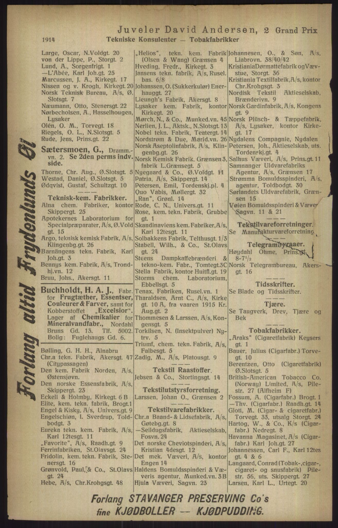 Kristiania/Oslo adressebok, PUBL/-, 1915, p. 1914