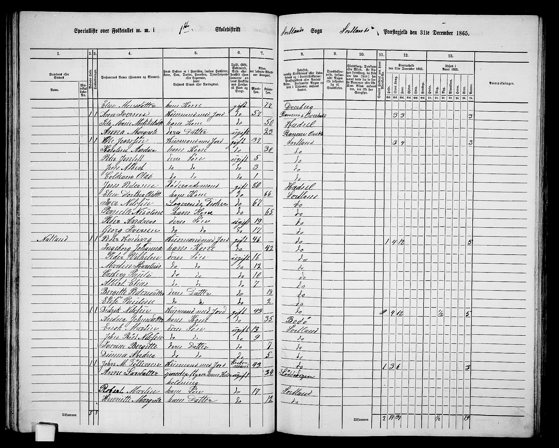 RA, 1865 census for Sortland, 1865, p. 41