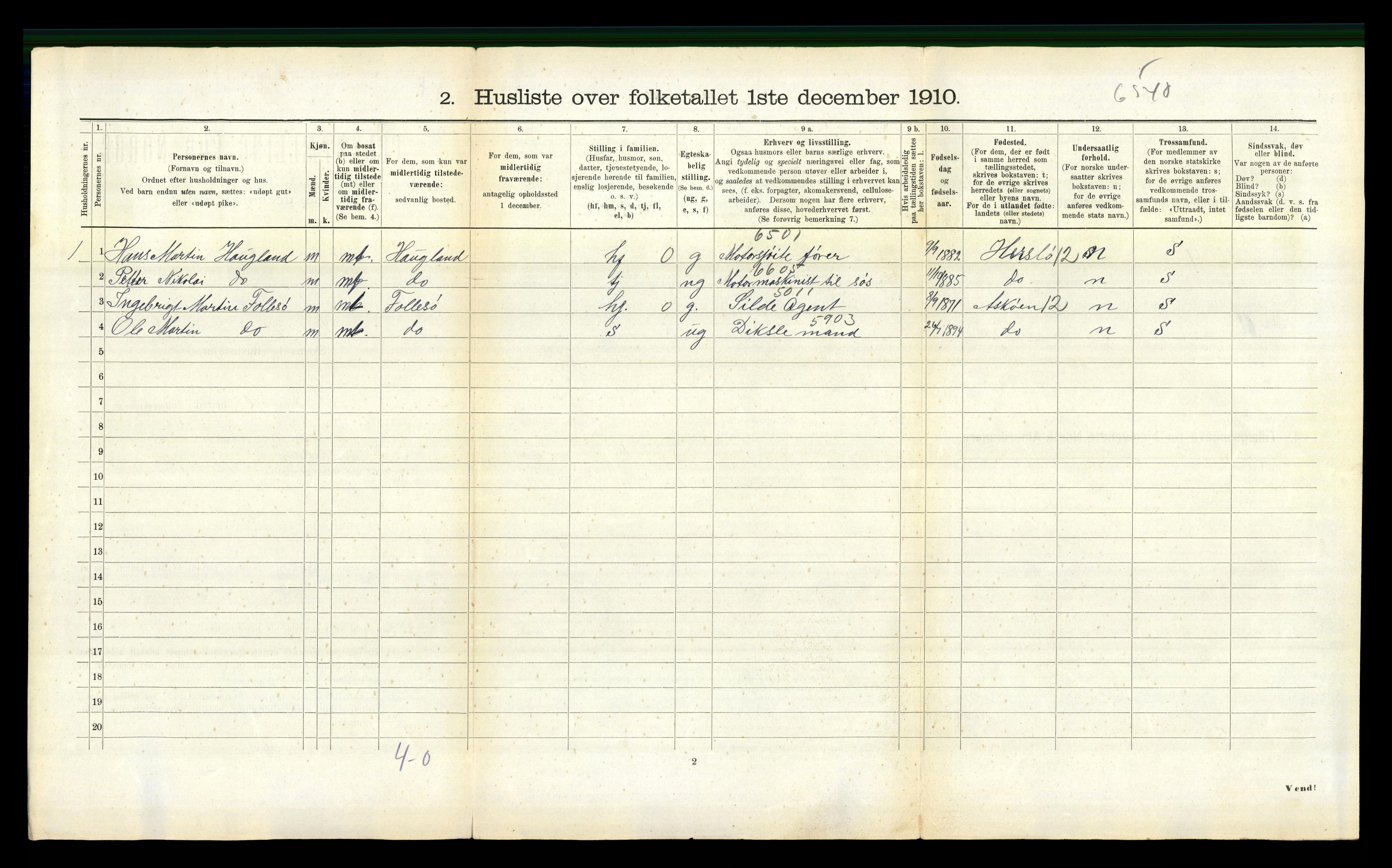 RA, 1910 census for Fræna, 1910, p. 417