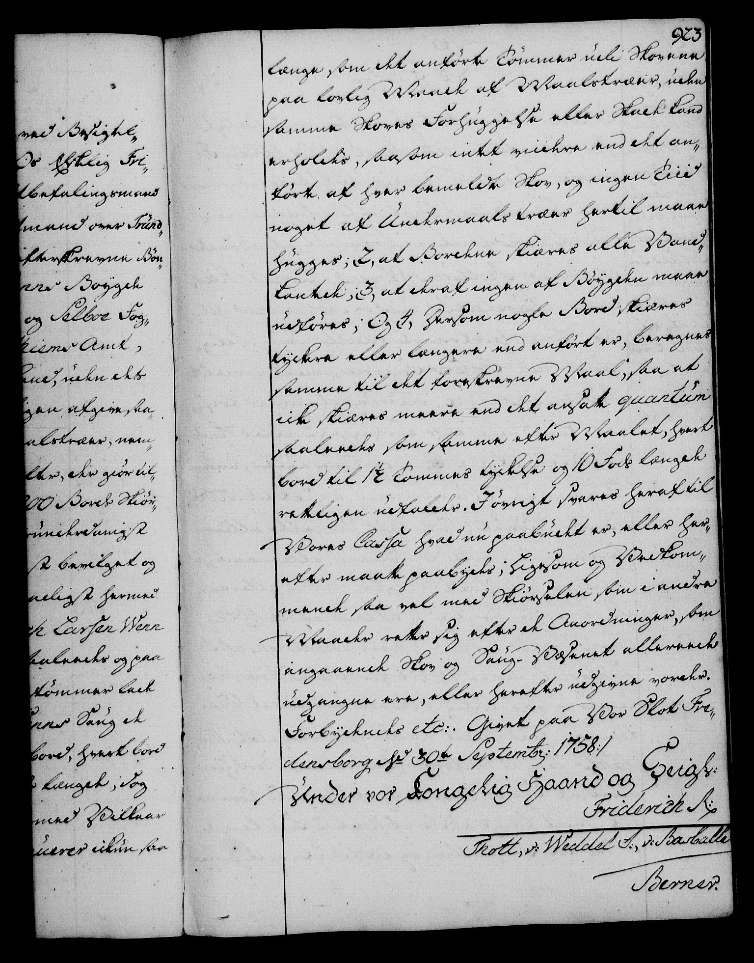 Rentekammeret, Kammerkanselliet, RA/EA-3111/G/Gg/Gga/L0006: Norsk ekspedisjonsprotokoll med register (merket RK 53.6), 1749-1759, p. 923