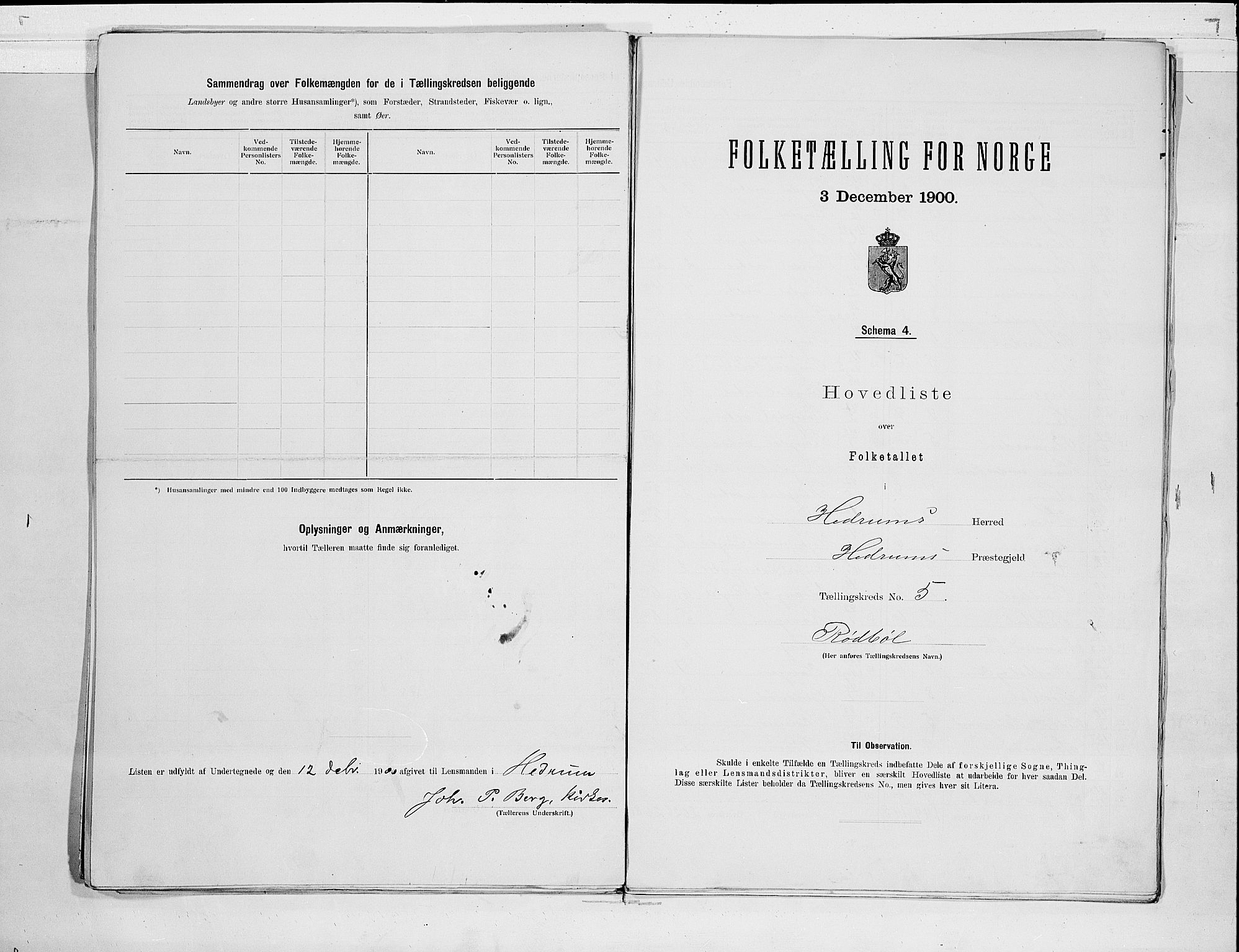 RA, 1900 census for Hedrum, 1900, p. 12