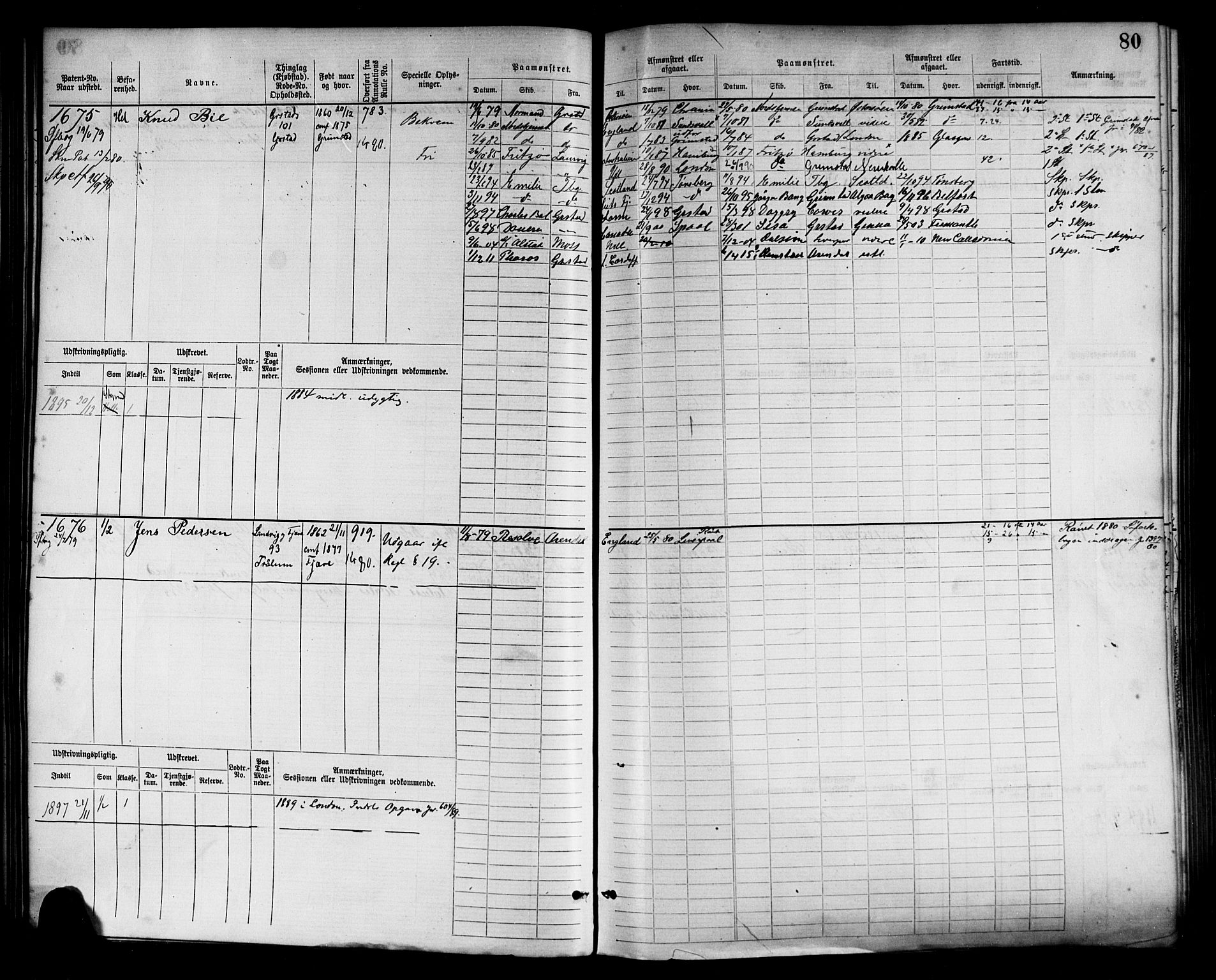 Grimstad mønstringskrets, AV/SAK-2031-0013/F/Fb/L0003: Hovedrulle nr 1517-2276, F-6, 1877-1888, p. 86