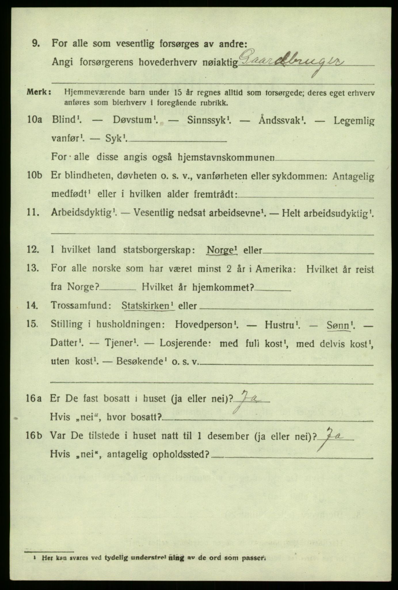 SAB, 1920 census for Austrheim, 1920, p. 3137