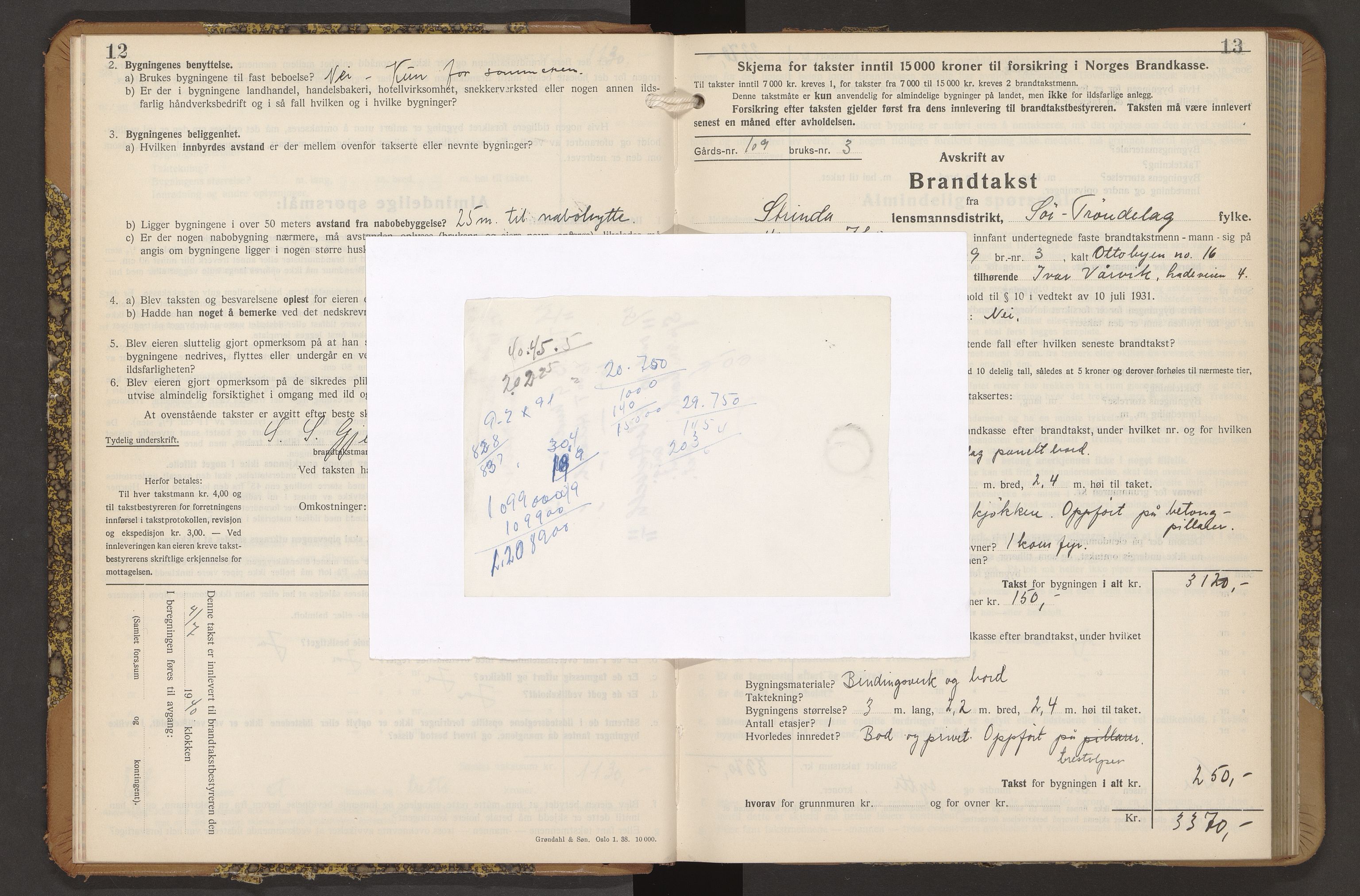 Norges Brannkasse Strinda, AV/SAT-A-5516/Fb/L0009: Branntakstprotokoll, 1940-1946
