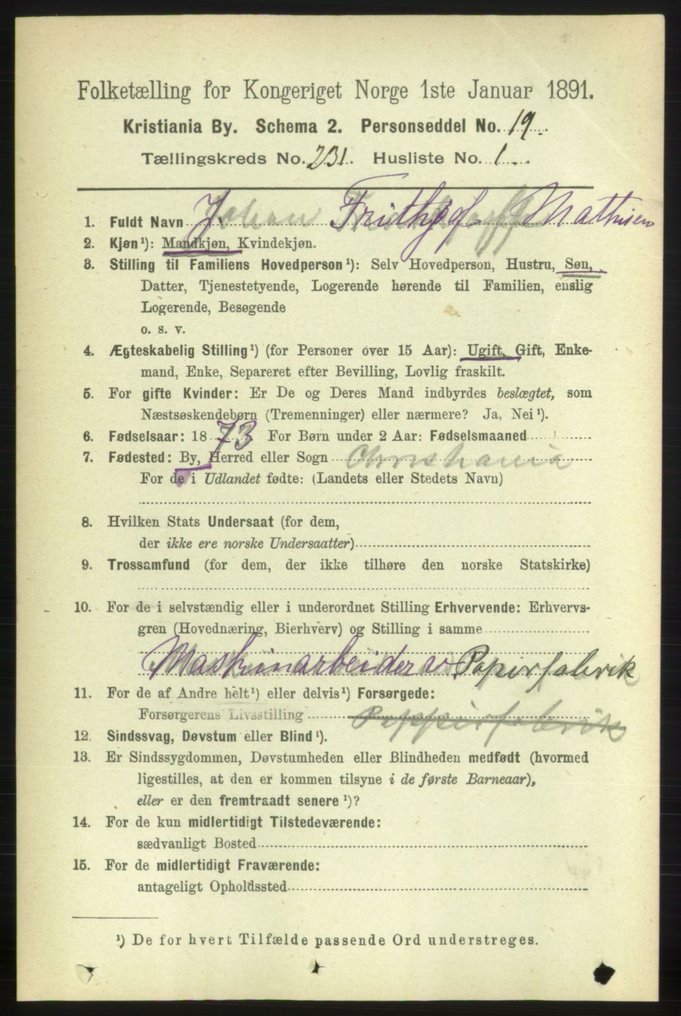RA, 1891 census for 0301 Kristiania, 1891, p. 142523