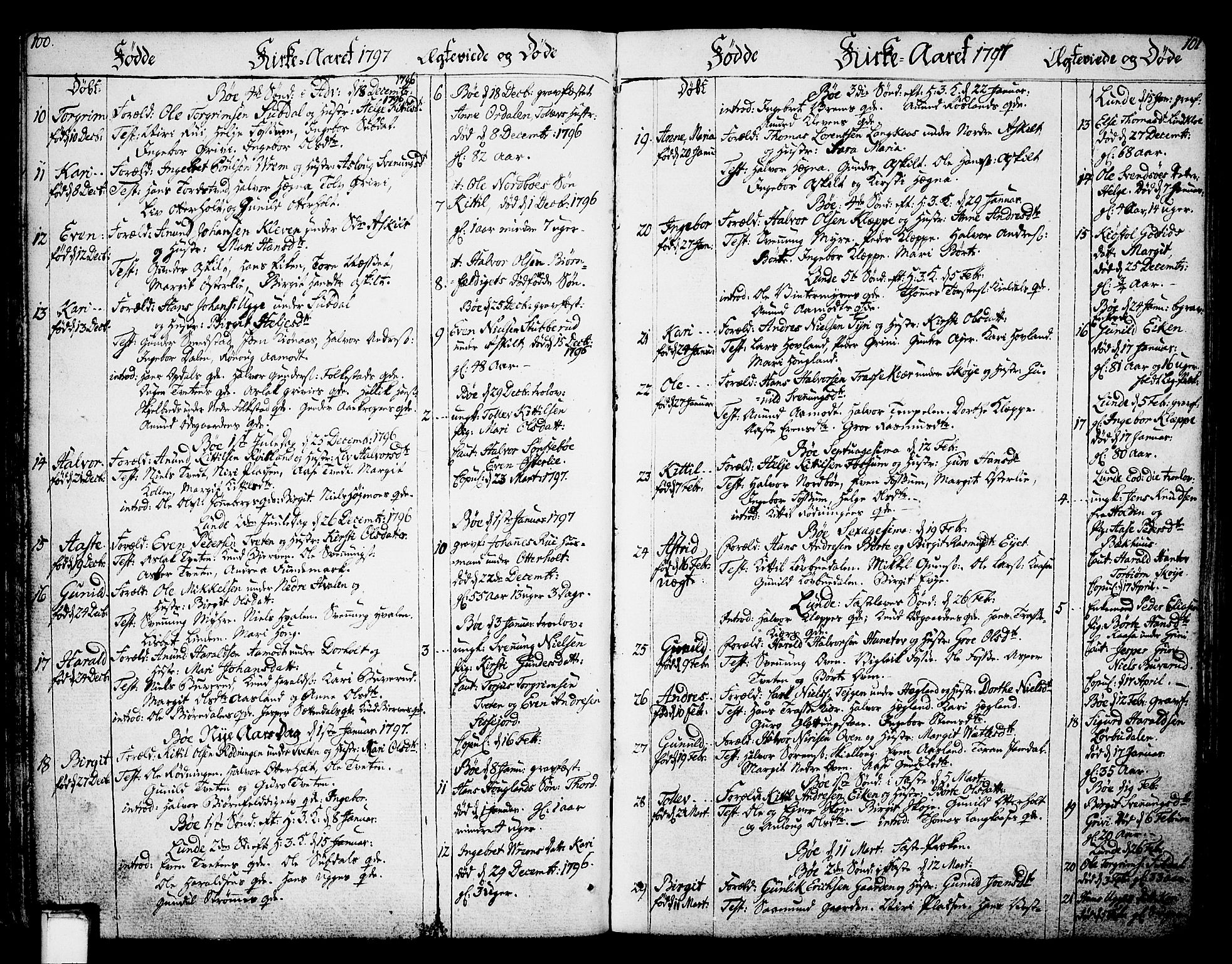 Bø kirkebøker, SAKO/A-257/F/Fa/L0005: Parish register (official) no. 5, 1785-1815, p. 100-101