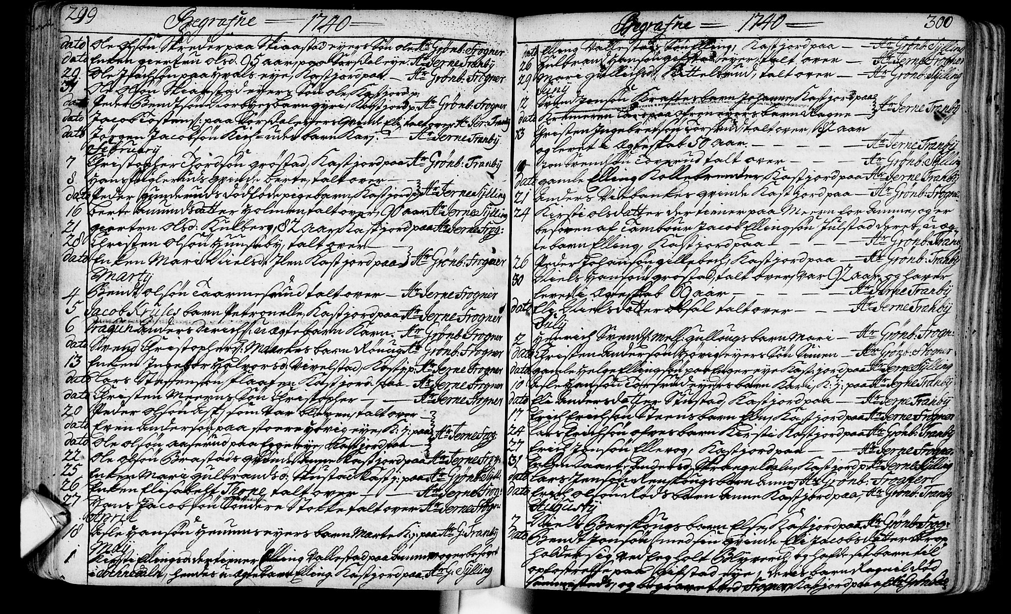 Lier kirkebøker, SAKO/A-230/F/Fa/L0003: Parish register (official) no. I 3, 1727-1748, p. 299-300
