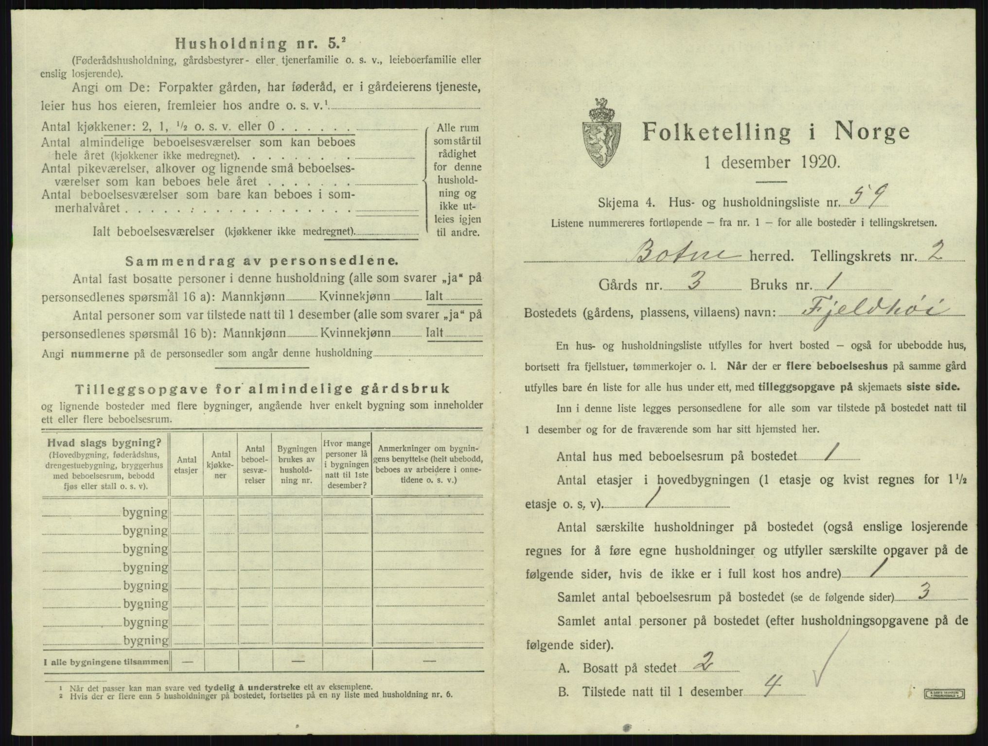 SAKO, 1920 census for Botne, 1920, p. 376