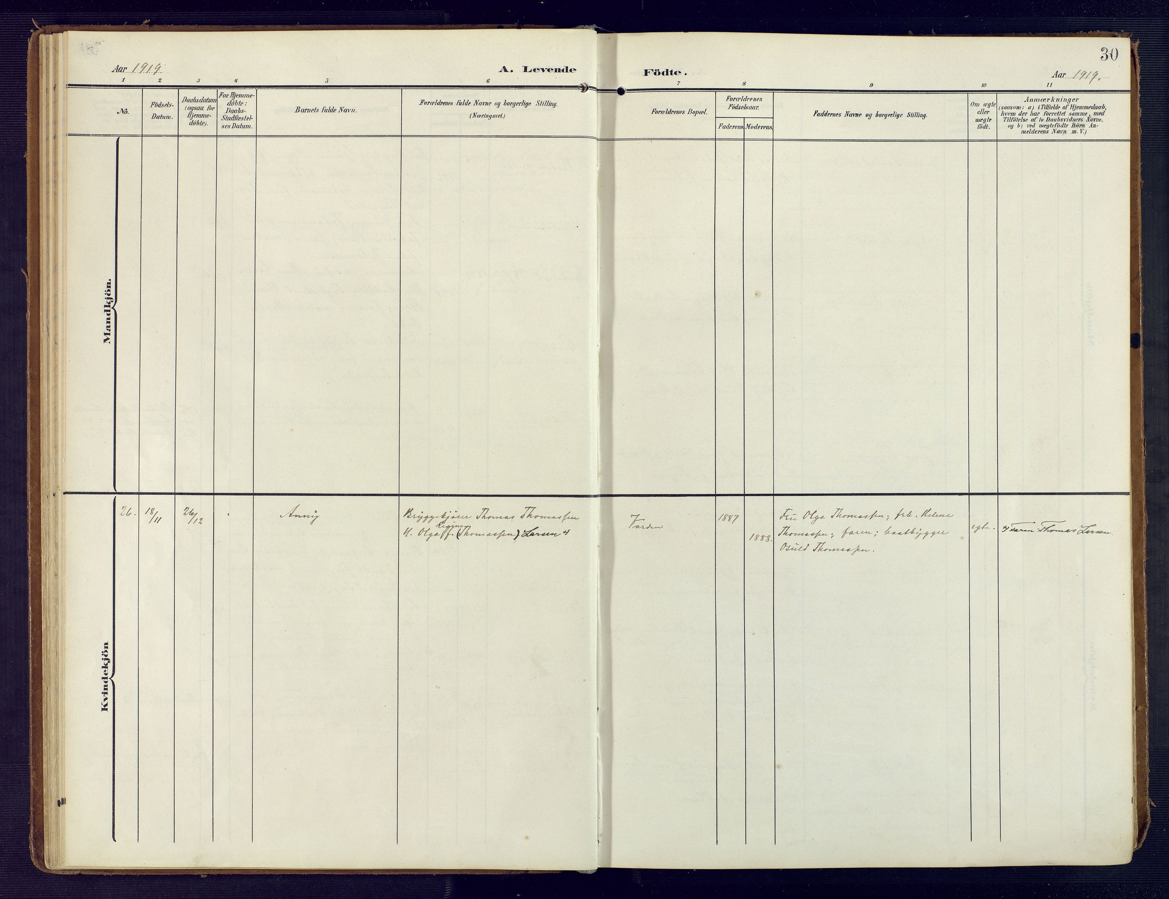 Grimstad sokneprestkontor, SAK/1111-0017/F/Fa/L0005: Parish register (official) no. A 4, 1911-1924, p. 30