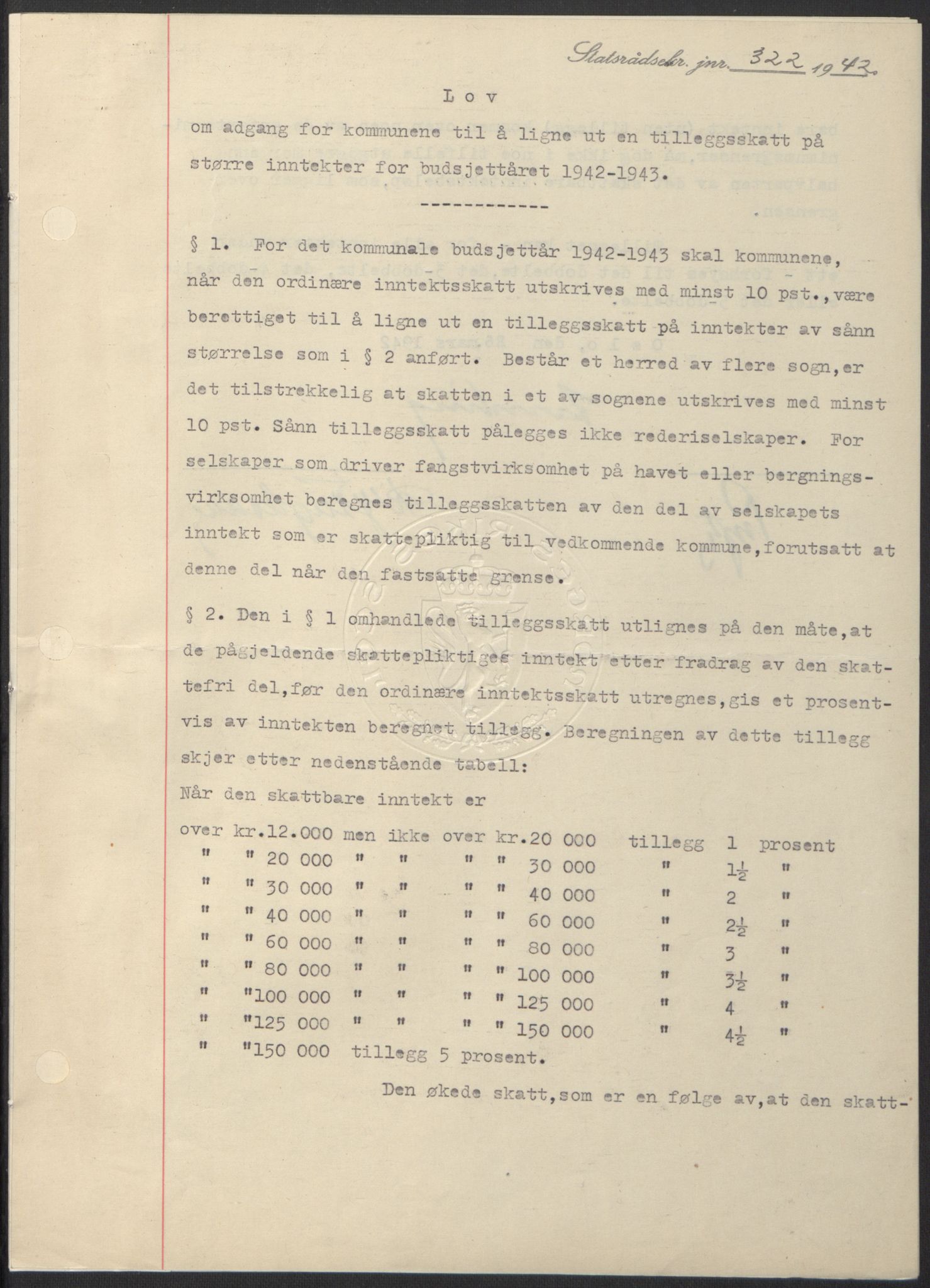 NS-administrasjonen 1940-1945 (Statsrådsekretariatet, de kommisariske statsråder mm), AV/RA-S-4279/D/Db/L0097: Lover I, 1942, p. 236