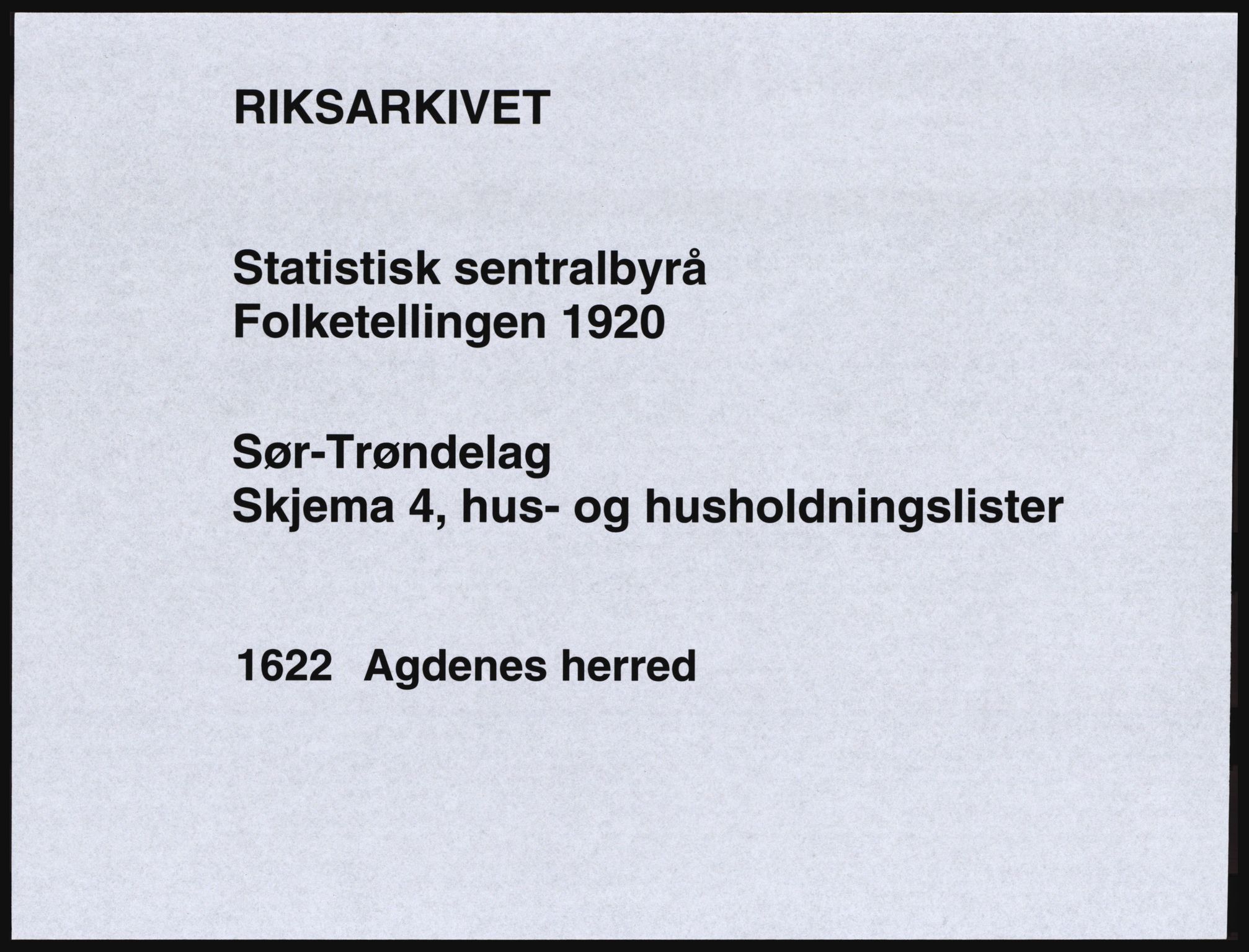 SAT, 1920 census for Agdenes, 1920, p. 33