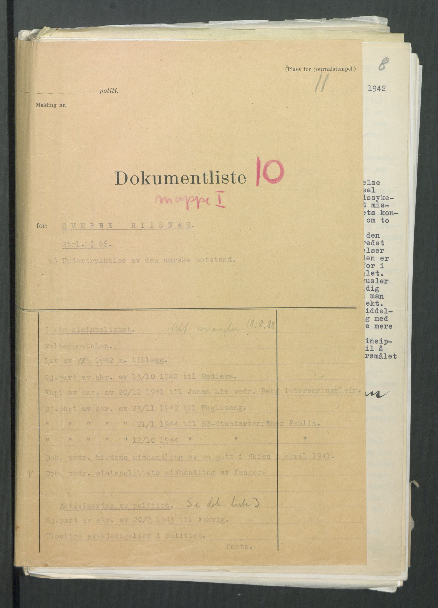 Landssvikarkivet, Oslo politikammer, RA/S-3138-01/D/Di/L0001: Anr. 1559, 1945-1947, p. 493